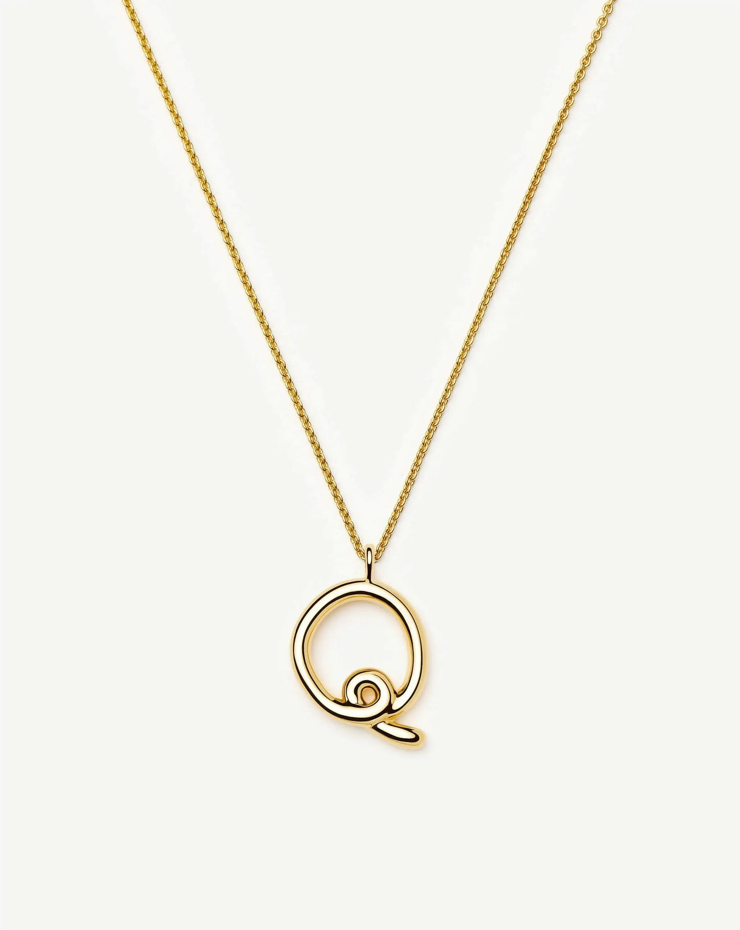 Curly Molten Initial Pendant Necklace - Q | 18k Gold Vermeil