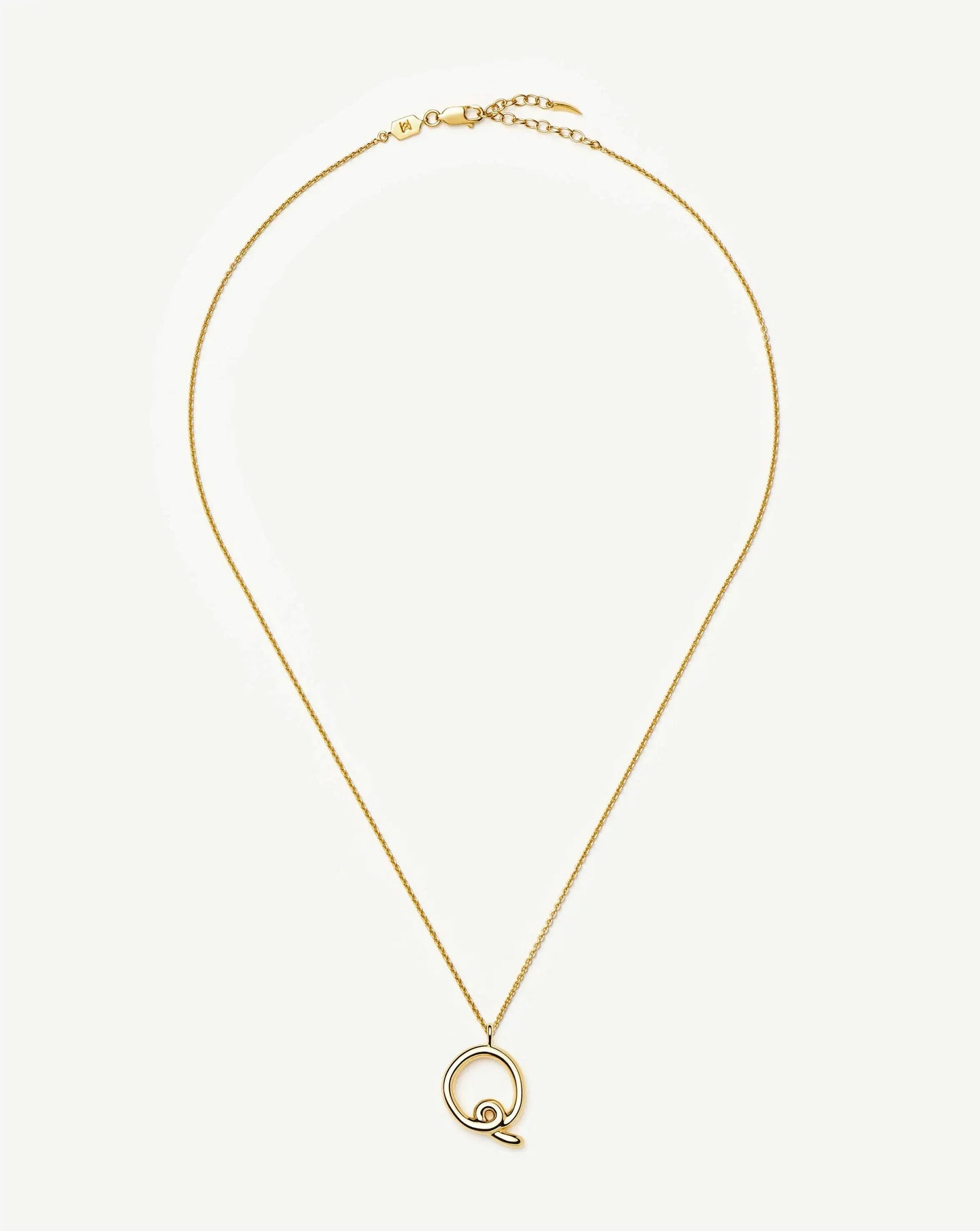 Curly Molten Initial Pendant Necklace - Q | 18k Gold Vermeil