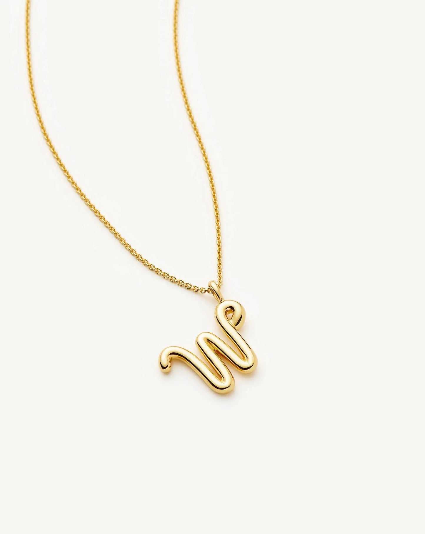 Curly Molten Initial Pendant Necklace - W | 18k Gold Vermeil