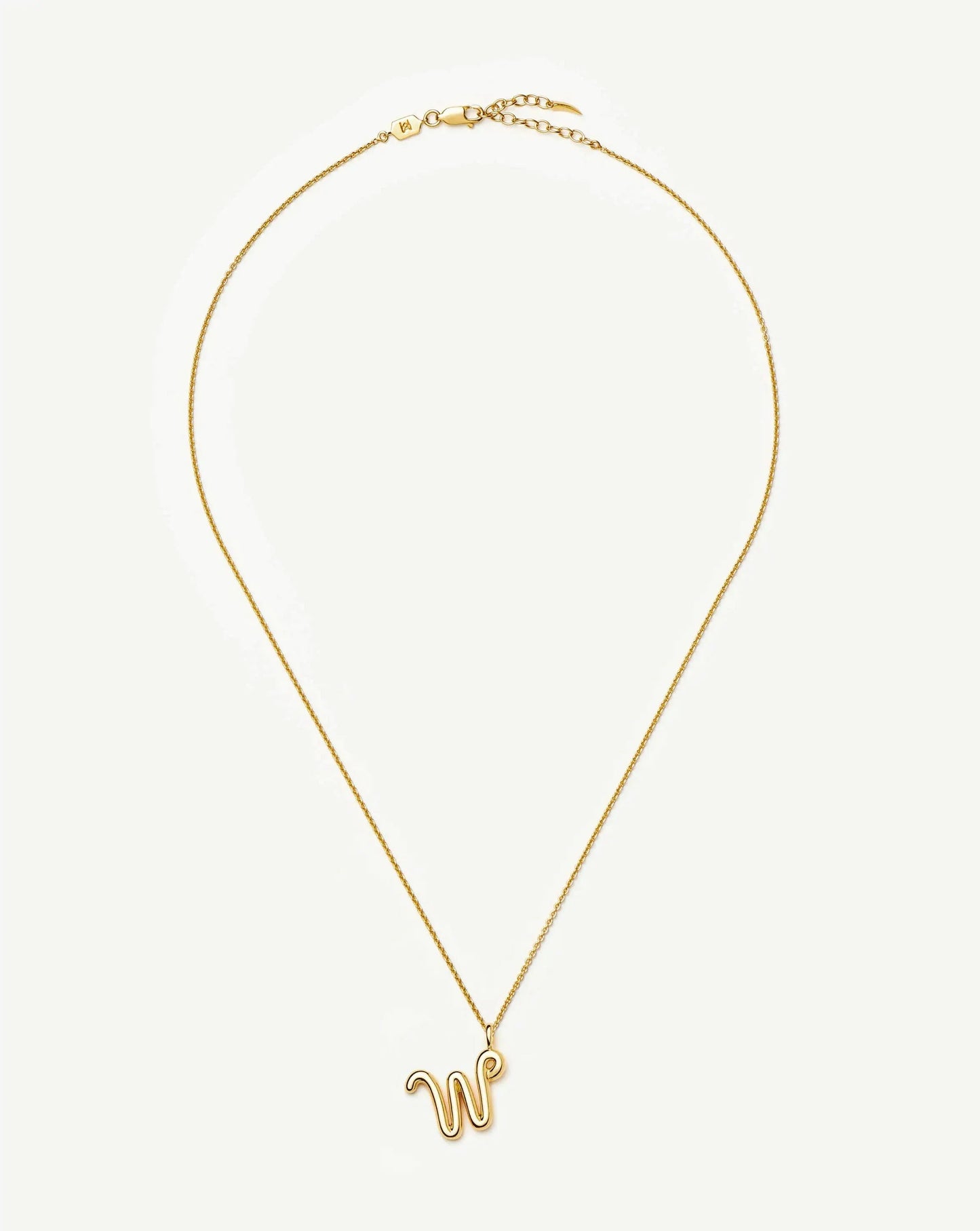 Curly Molten Initial Pendant Necklace - W | 18k Gold Vermeil