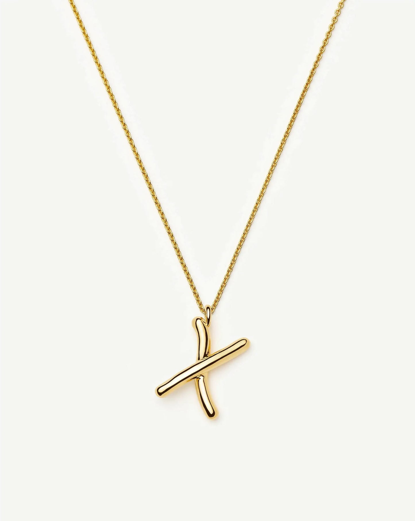 Curly Molten Initial Pendant Necklace - X | 18k Gold Vermeil