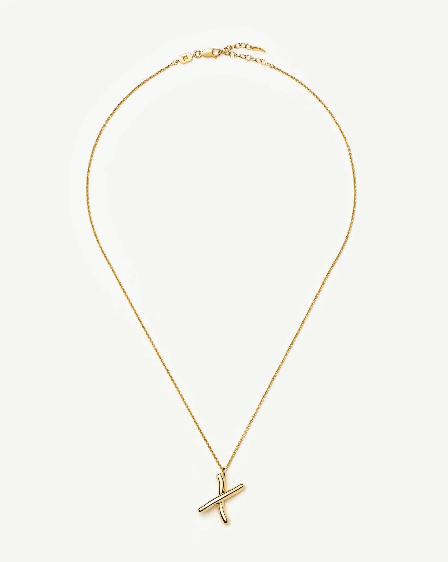 Curly Molten Initial Pendant Necklace - X | 18k Gold Vermeil