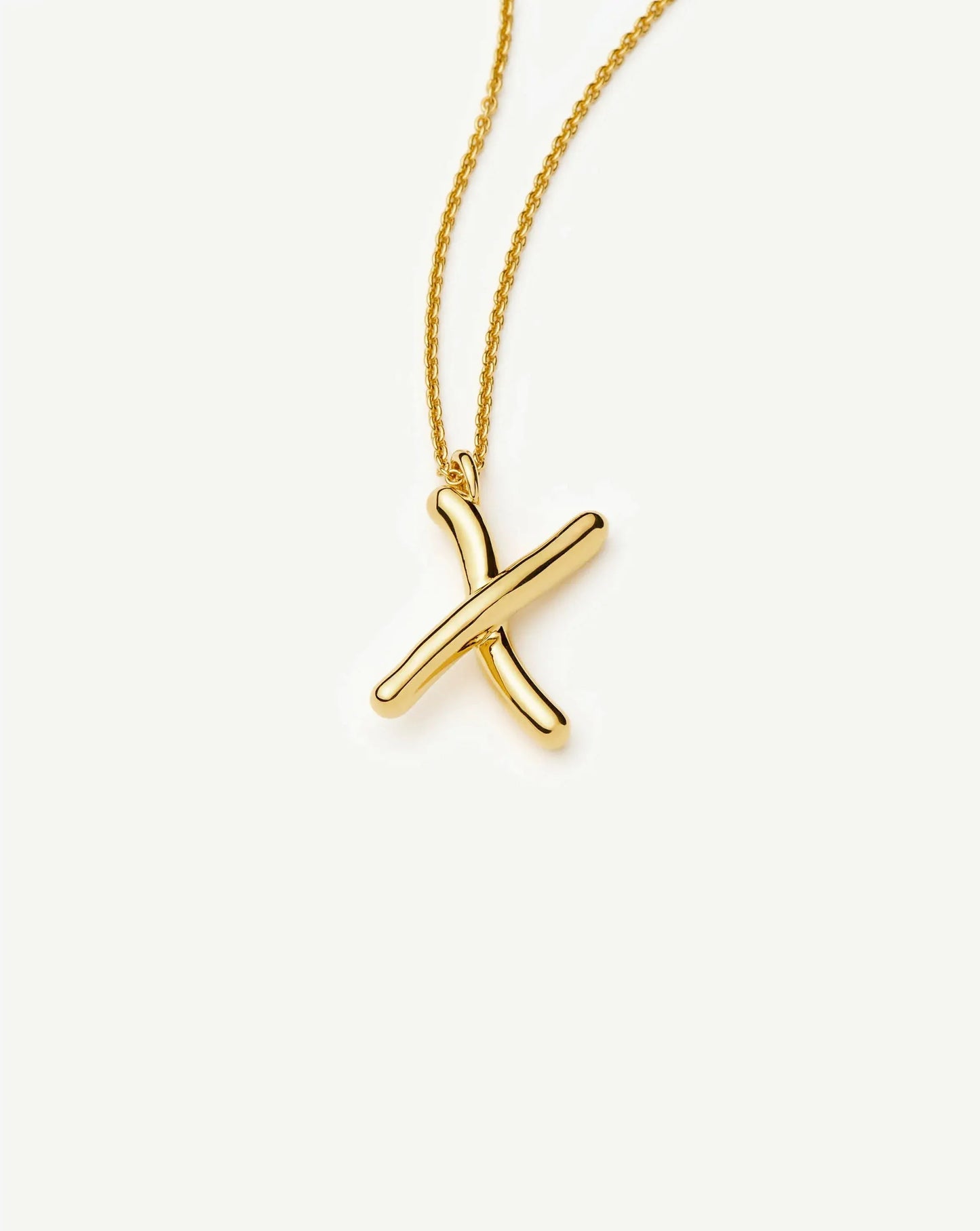Curly Molten Initial Pendant Necklace - X | 18k Gold Vermeil