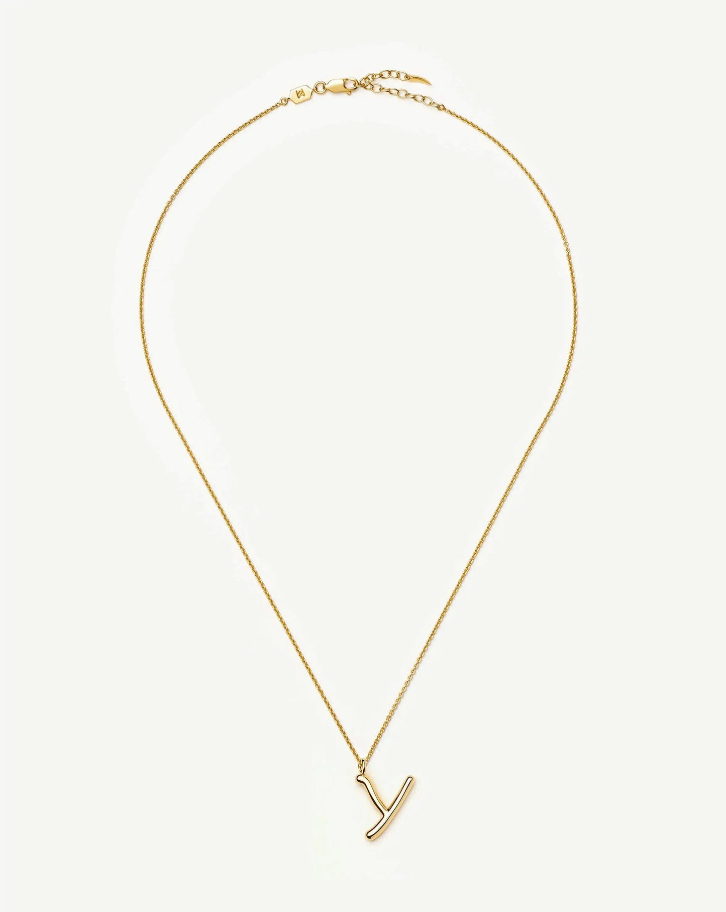 Curly Molten Initial Pendant Necklace - Y | 18k Gold Vermeil