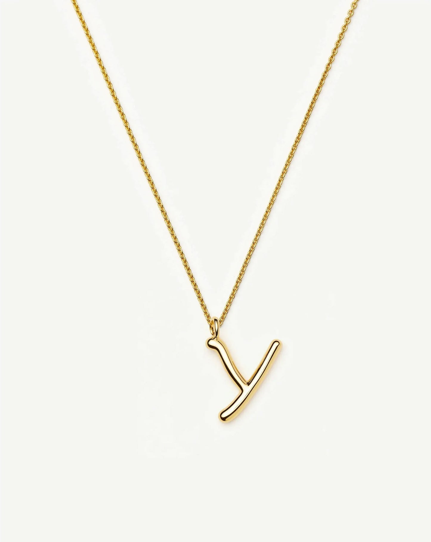 Curly Molten Initial Pendant Necklace - Y | 18k Gold Vermeil