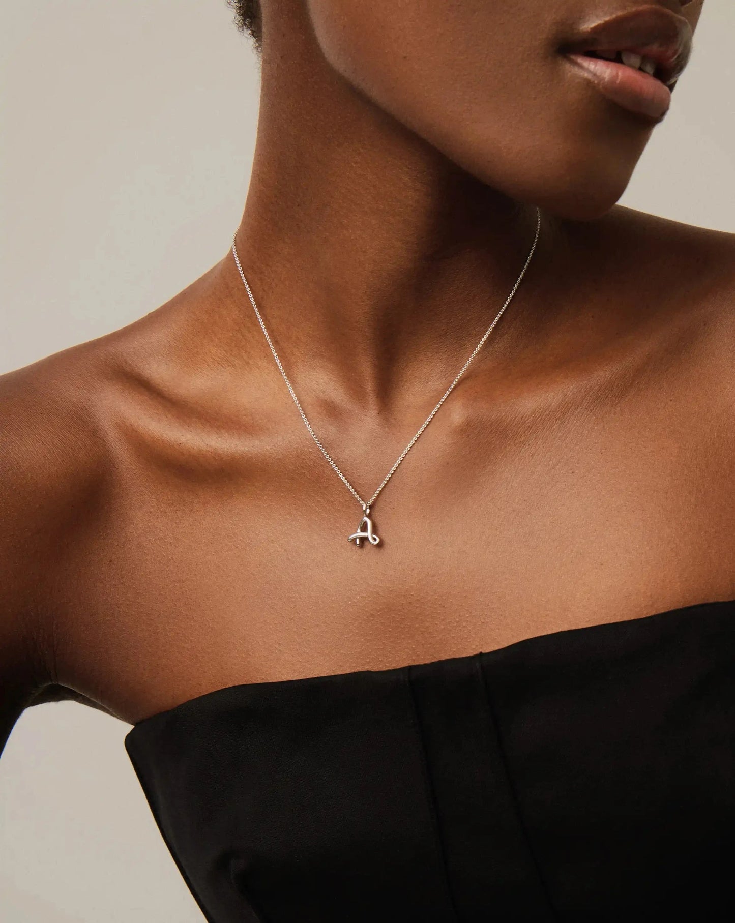 Curly Molten Mini Initial Necklace - A | Sterling Silver