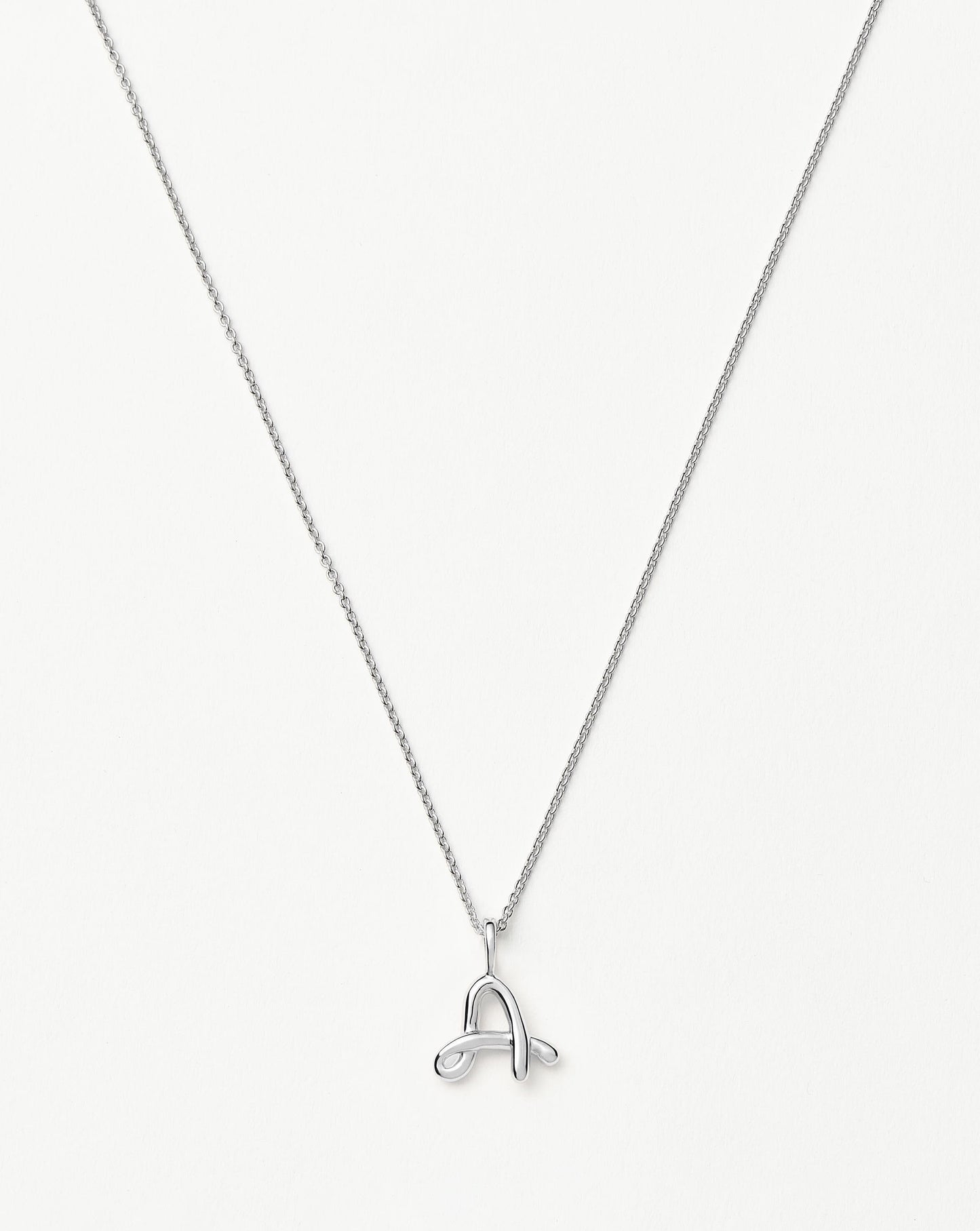 Curly Molten Mini Initial Necklace - A | Sterling Silver