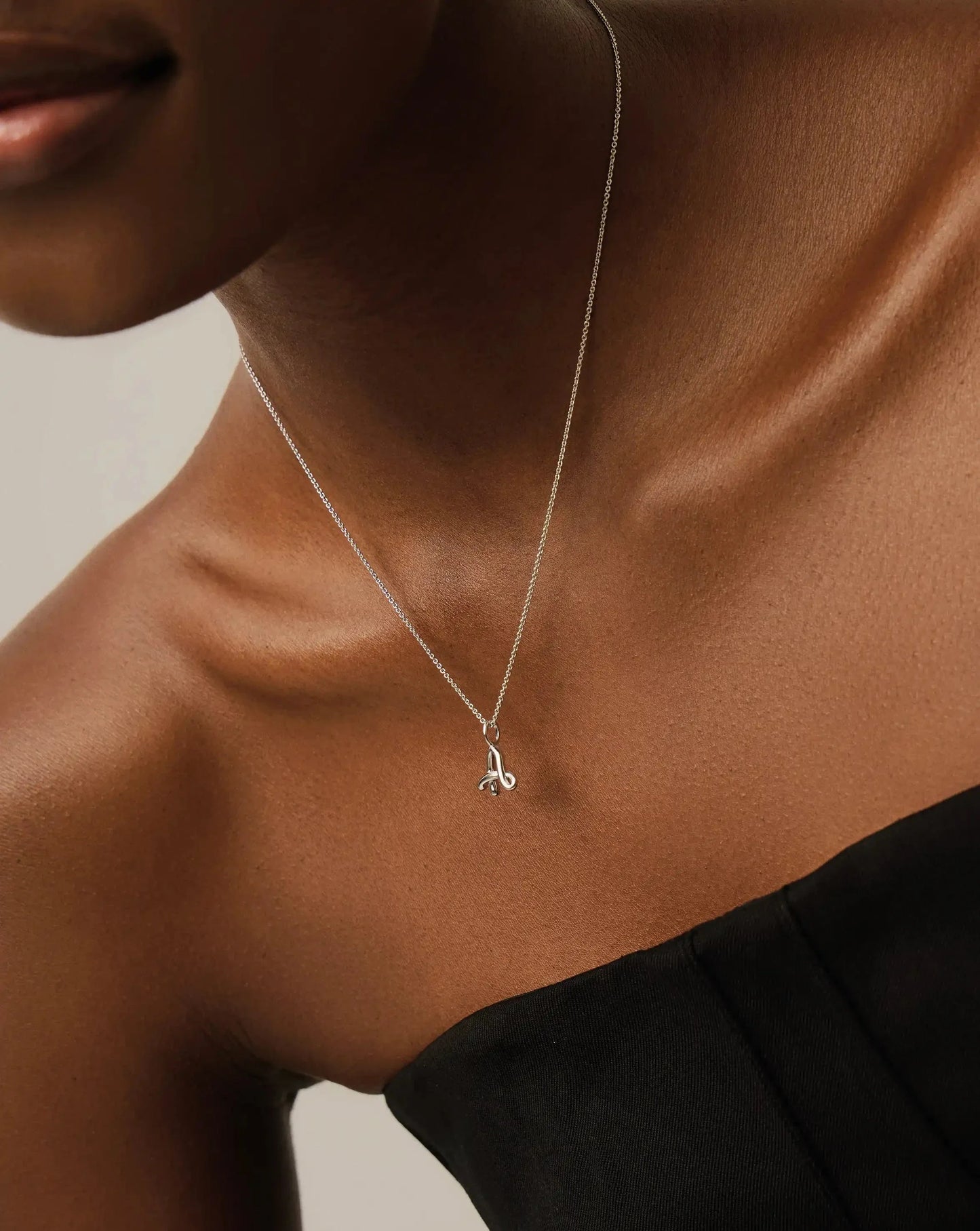 Curly Molten Mini Initial Necklace - A | Sterling Silver