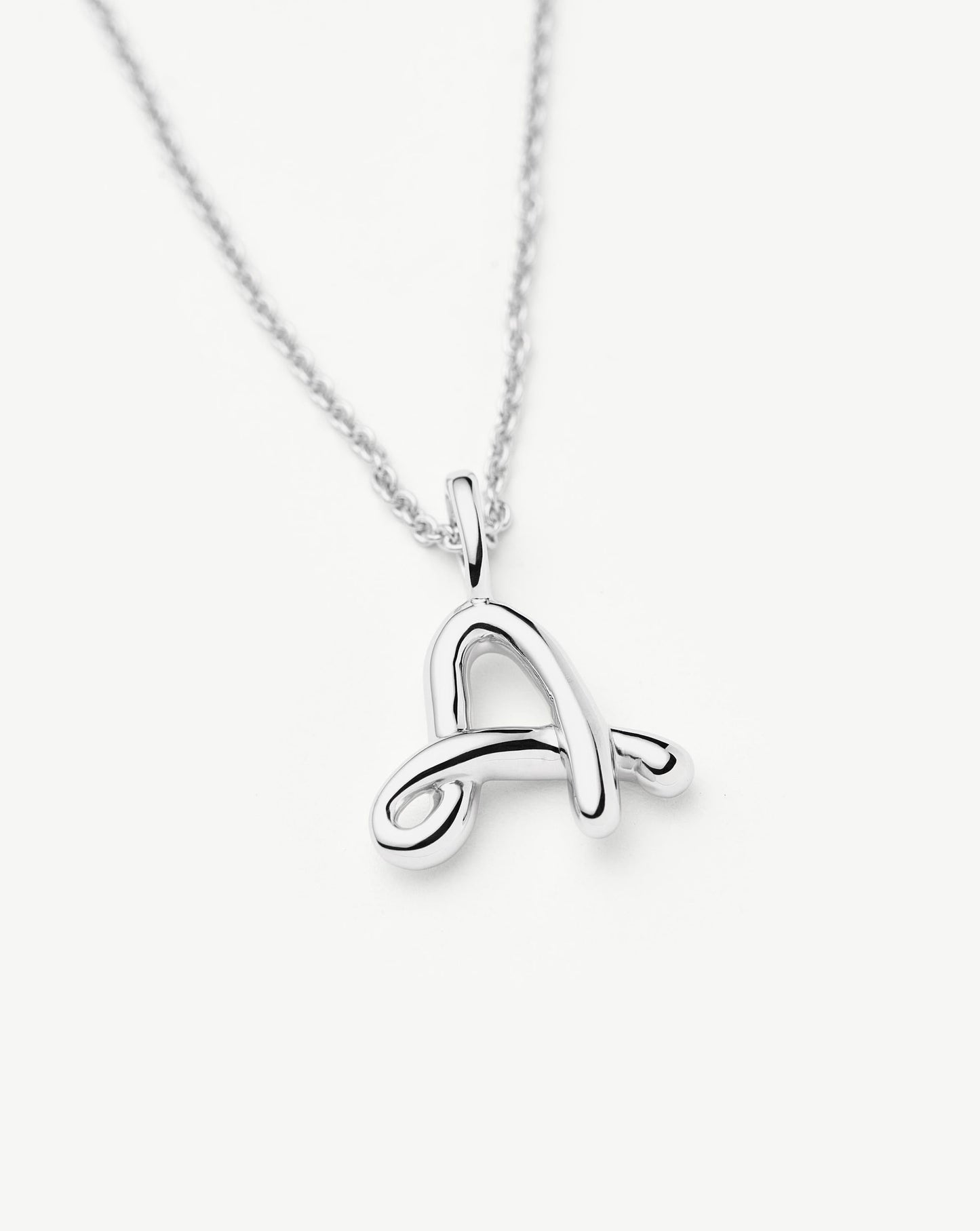 Curly Molten Mini Initial Necklace - A | Sterling Silver