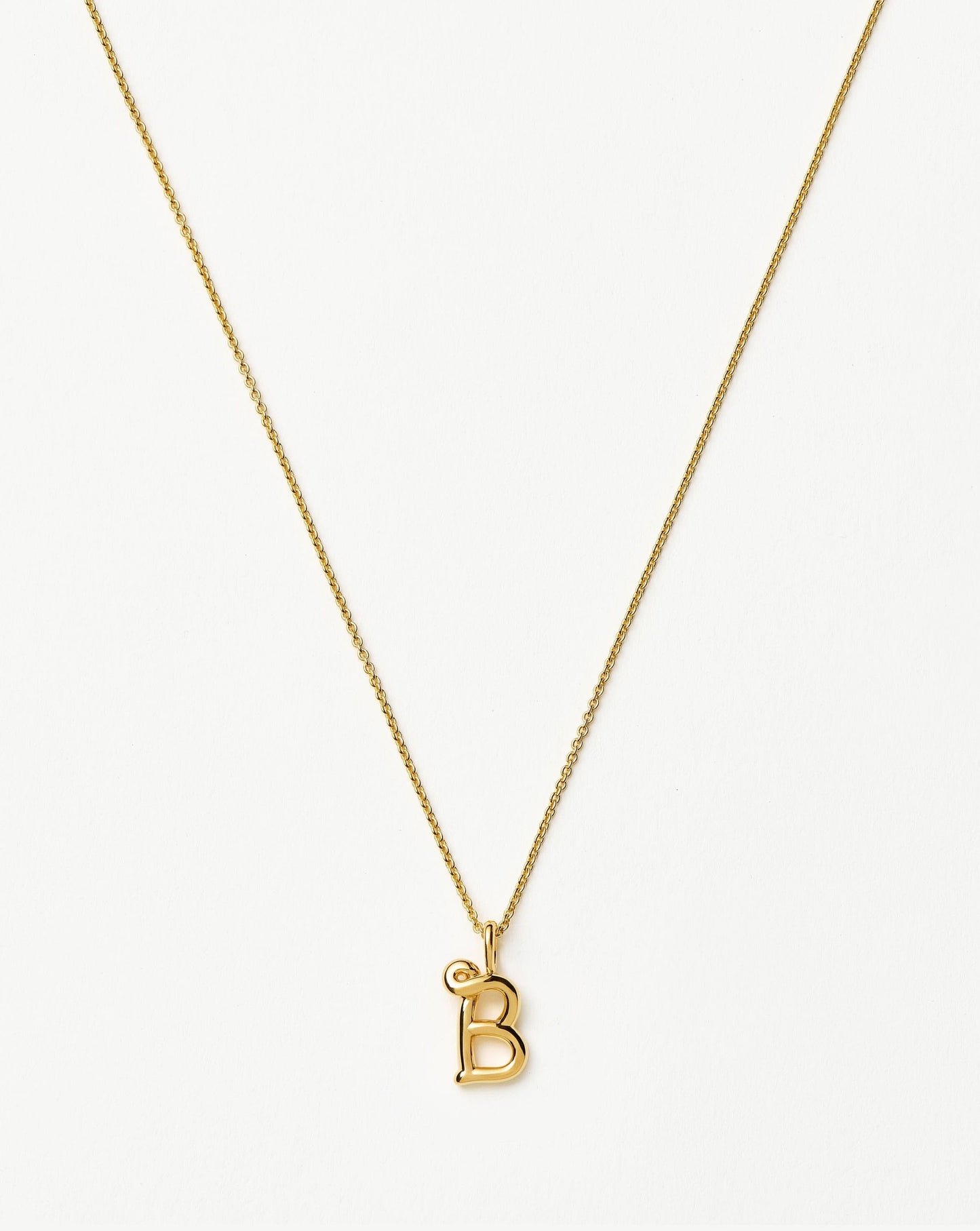 Curly Molten Mini Initial Necklace - B | 18k Gold Vermeil