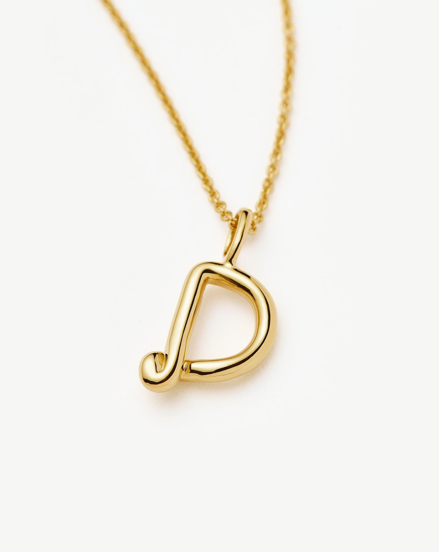 Curly Molten Mini Initial Necklace - D  |18k Gold Vermeil