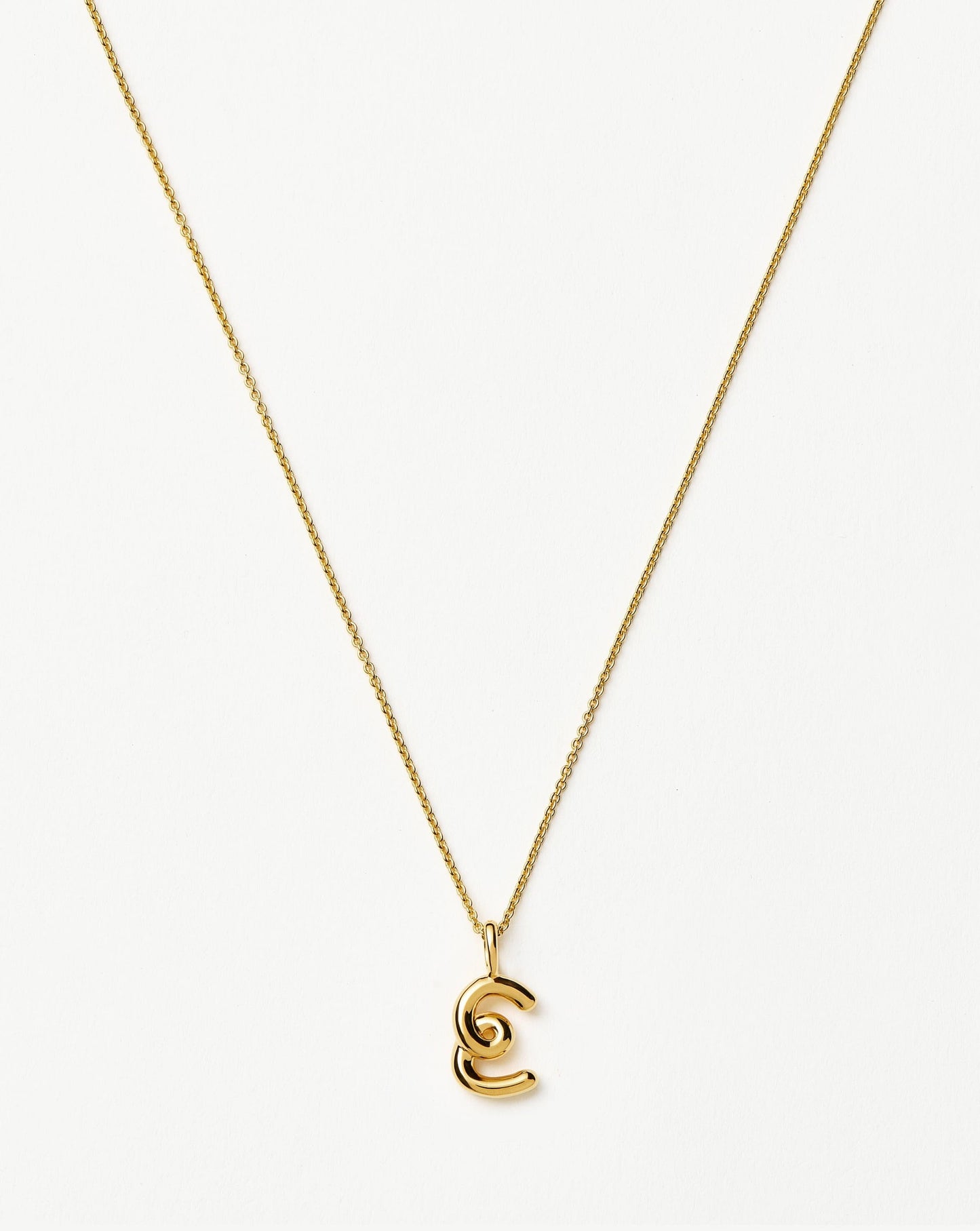 Curly Molten Mini Initial Necklace - E | 18k Gold Vermeil