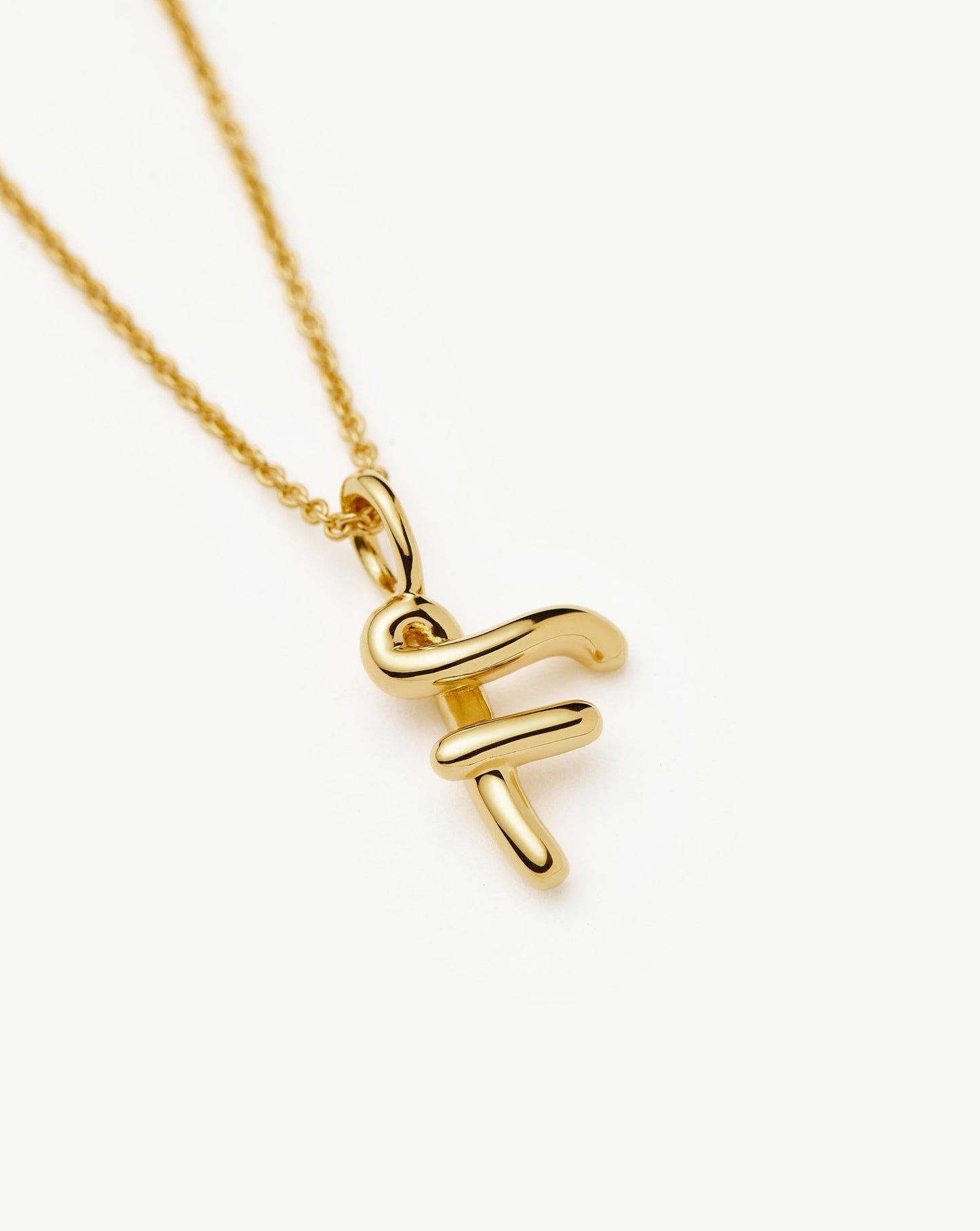 Curly Molten Mini Initial Necklace - F | 18k Gold Vermeil