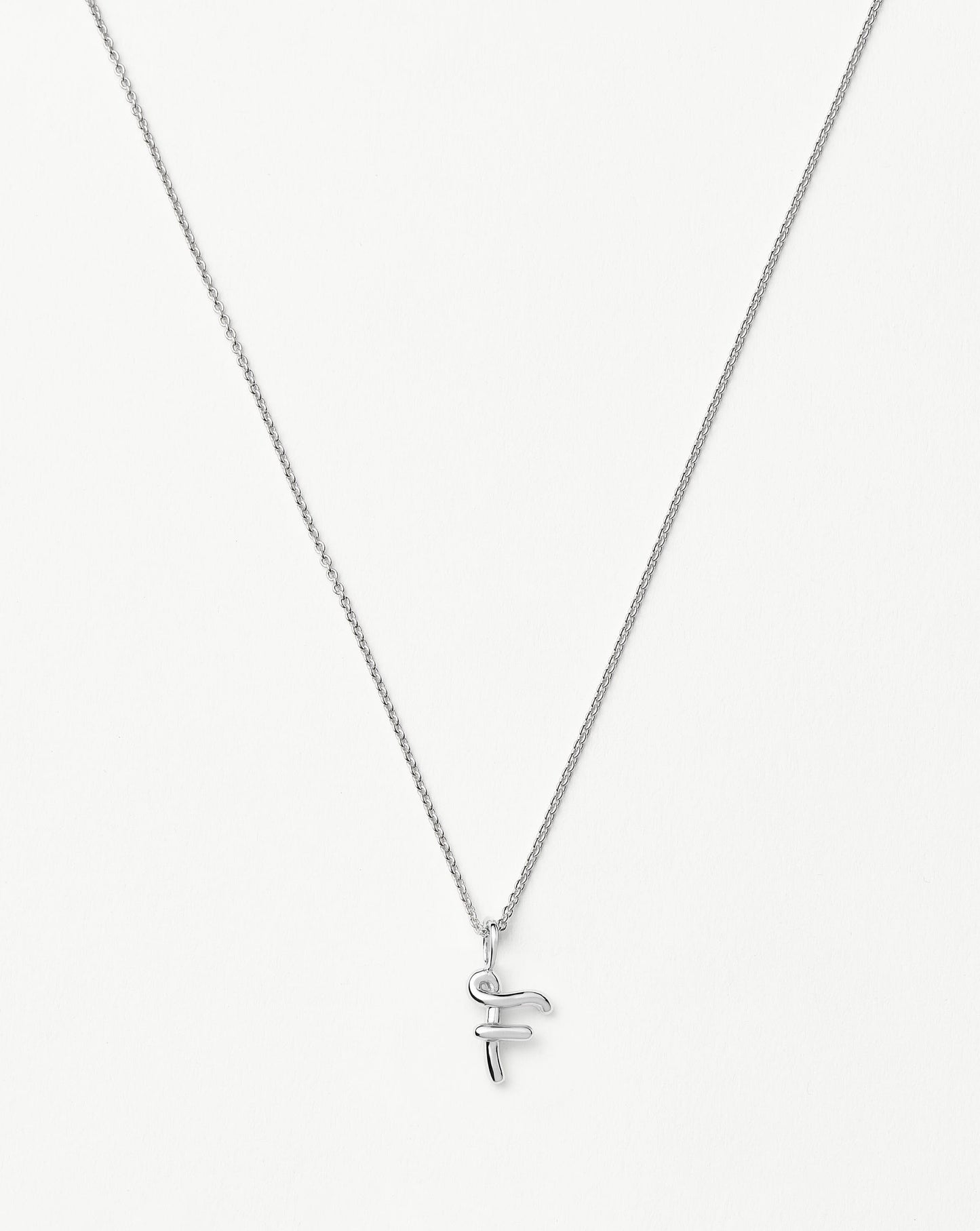 Curly Molten Mini Initial Necklace - F |Sterling Silver