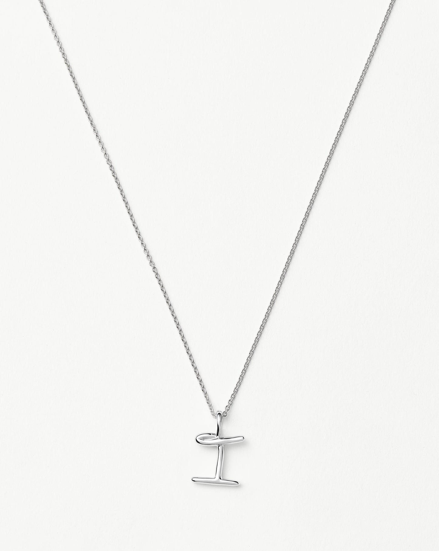 Curly Molten Mini Initial Necklace - I | Sterling Silver