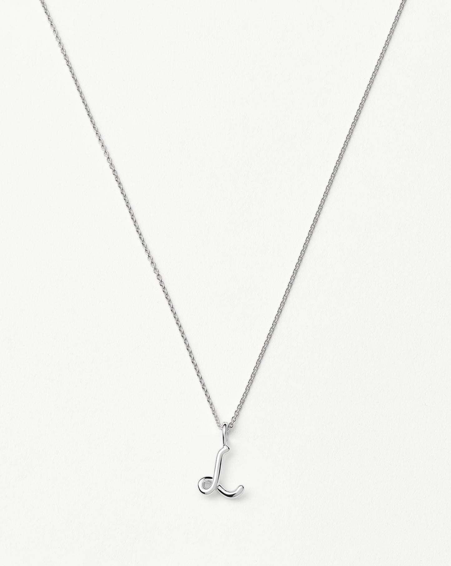 Curly Molten Mini Initial Necklace - L | Sterling Silver