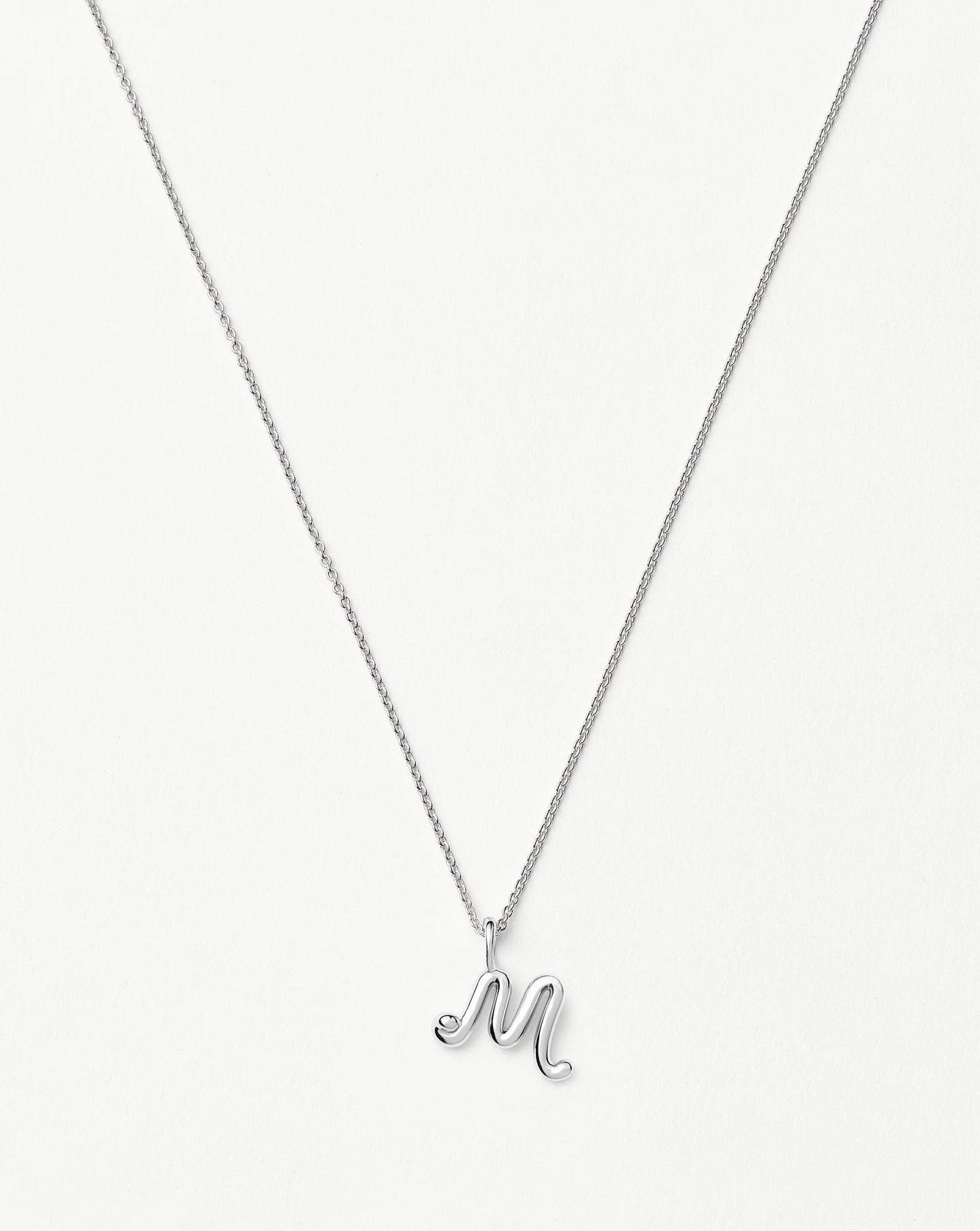 Curly Molten Mini Initial Necklace - M | Sterling Silver