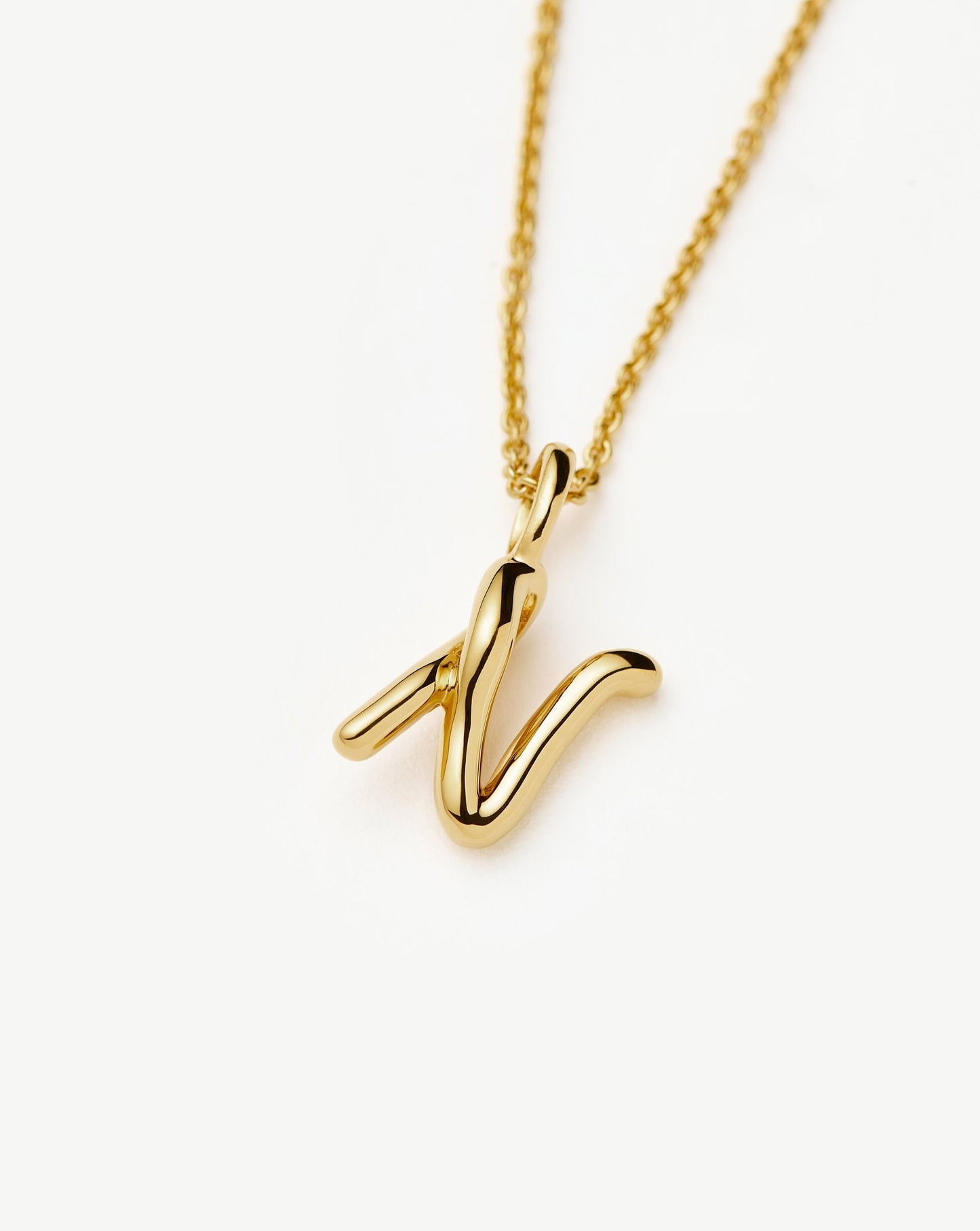 Curly Molten Mini Initial Necklace - N | 18k Gold Vermeil