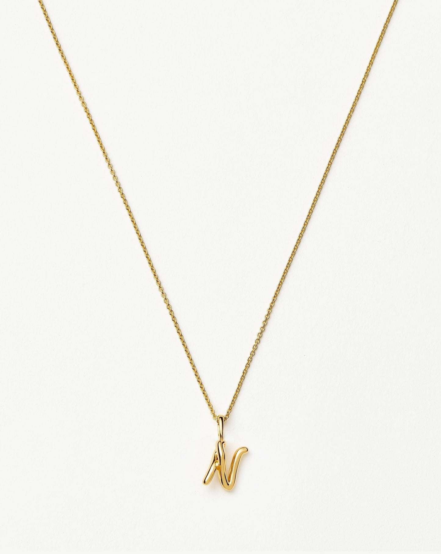 Curly Molten Mini Initial Necklace - N | 18k Gold Vermeil