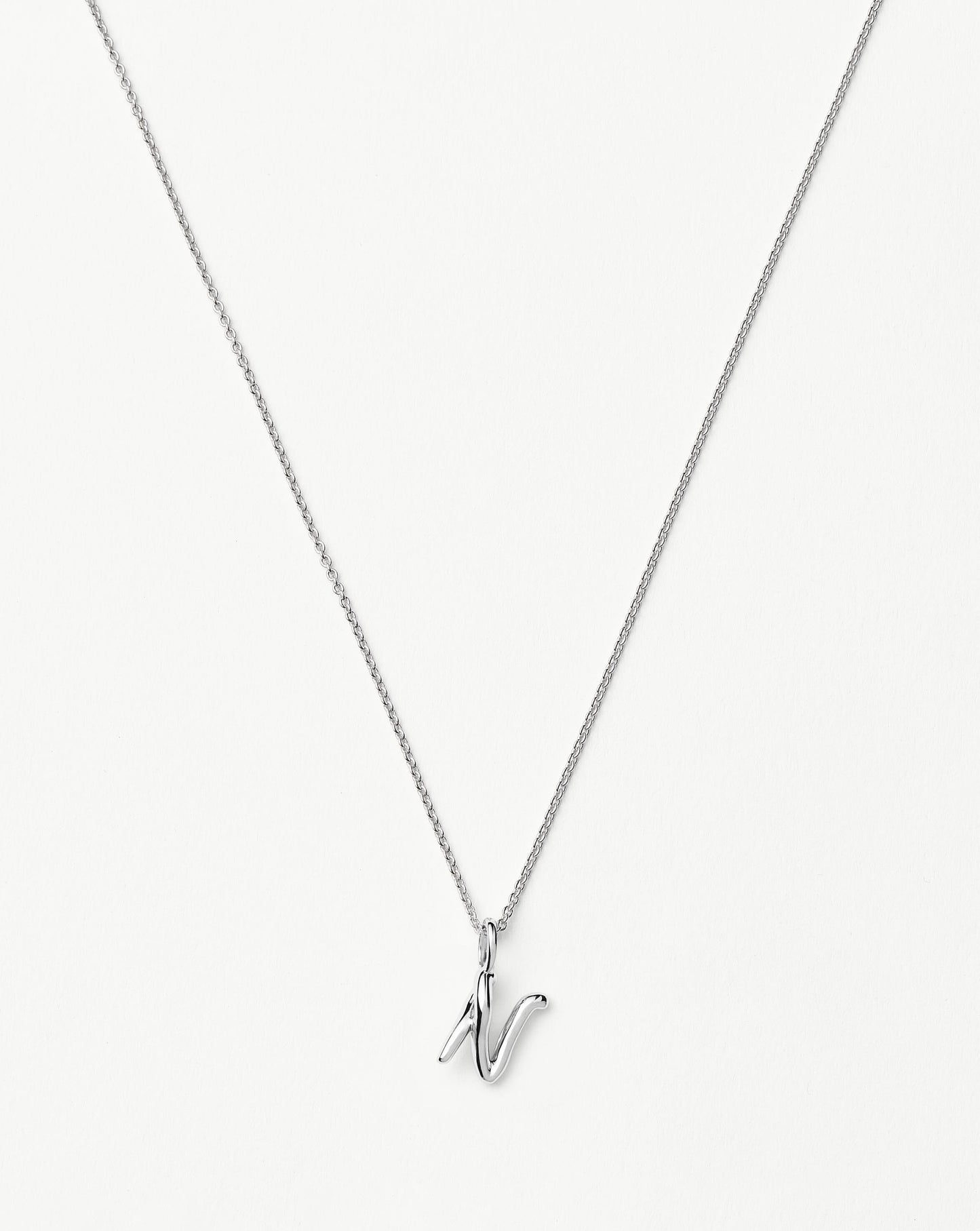 Curly Molten Mini Initial Necklace - N | Sterling Silver
