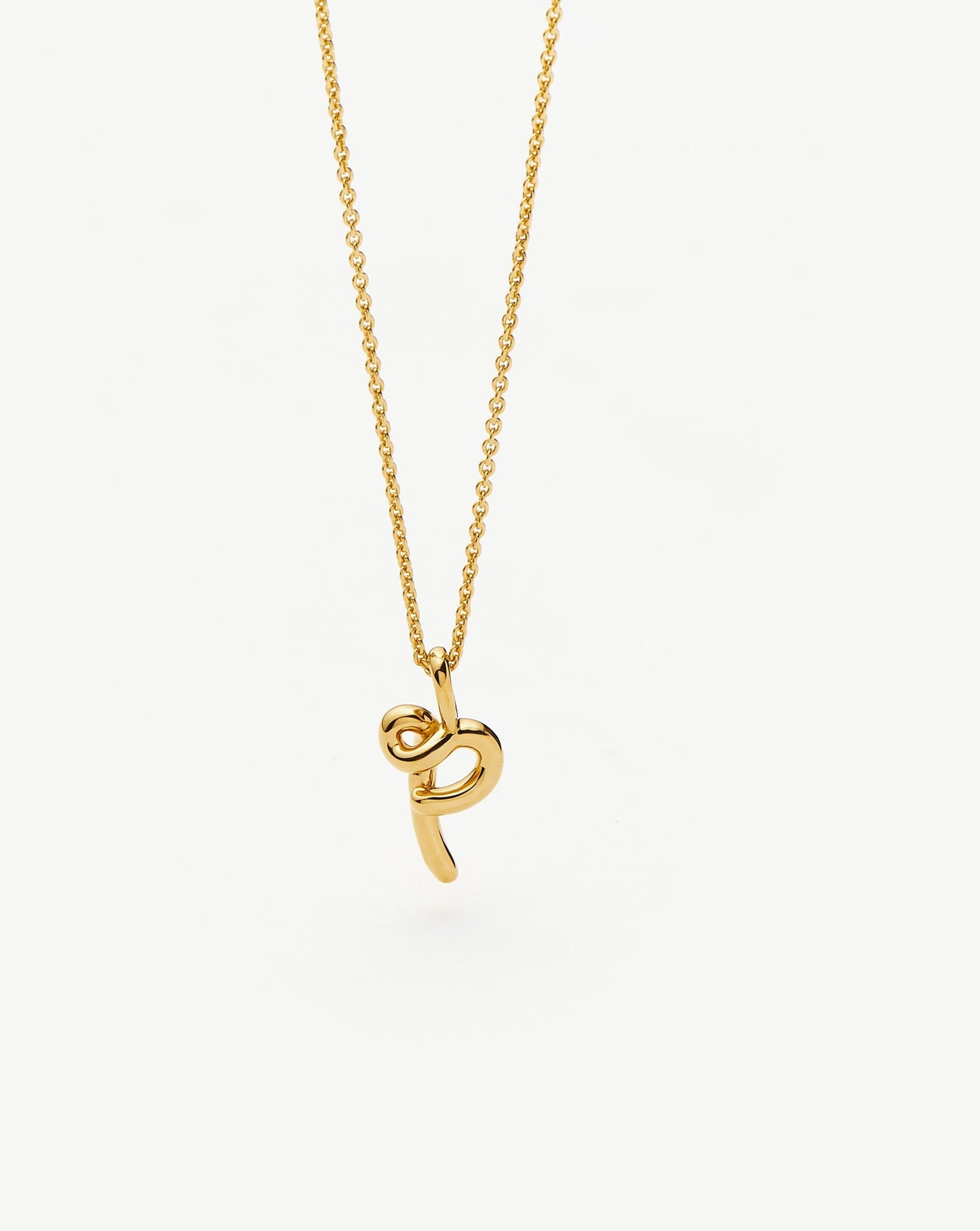 Curly Molten Mini Initial Necklace - P | 18k Gold Vermeil