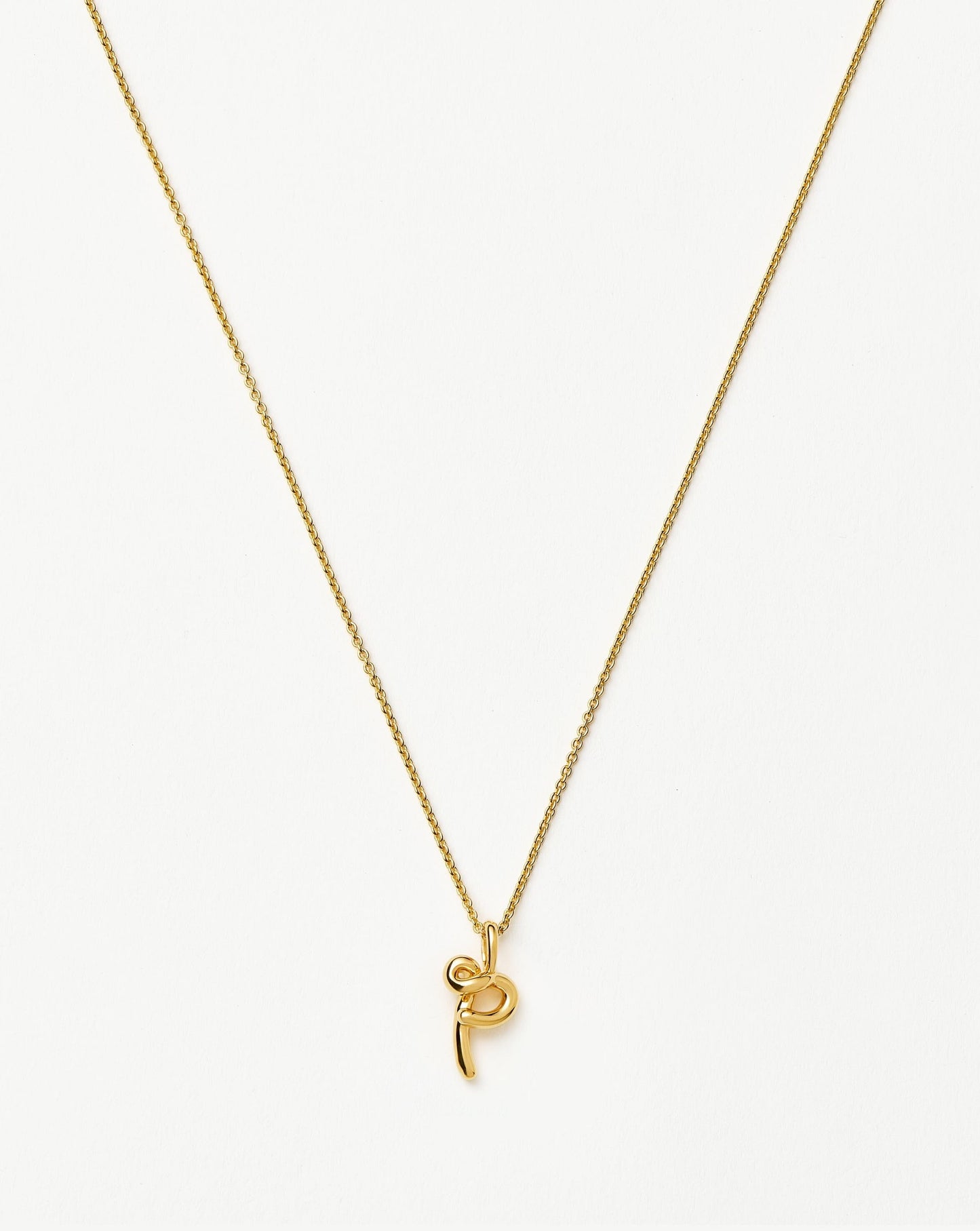 Curly Molten Mini Initial Necklace - P | 18k Gold Vermeil