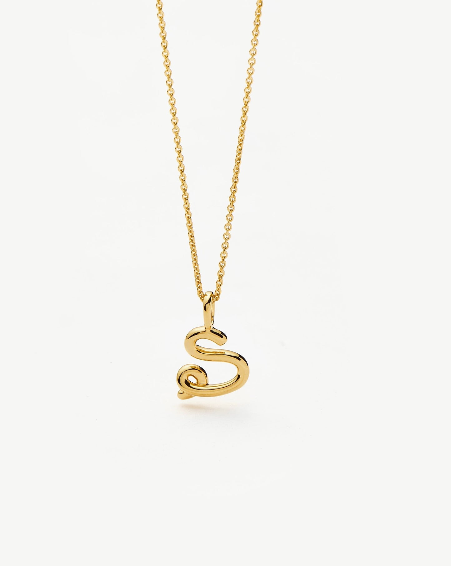Curly Molten Mini Initial Necklace - S | 18k Gold Vermeil