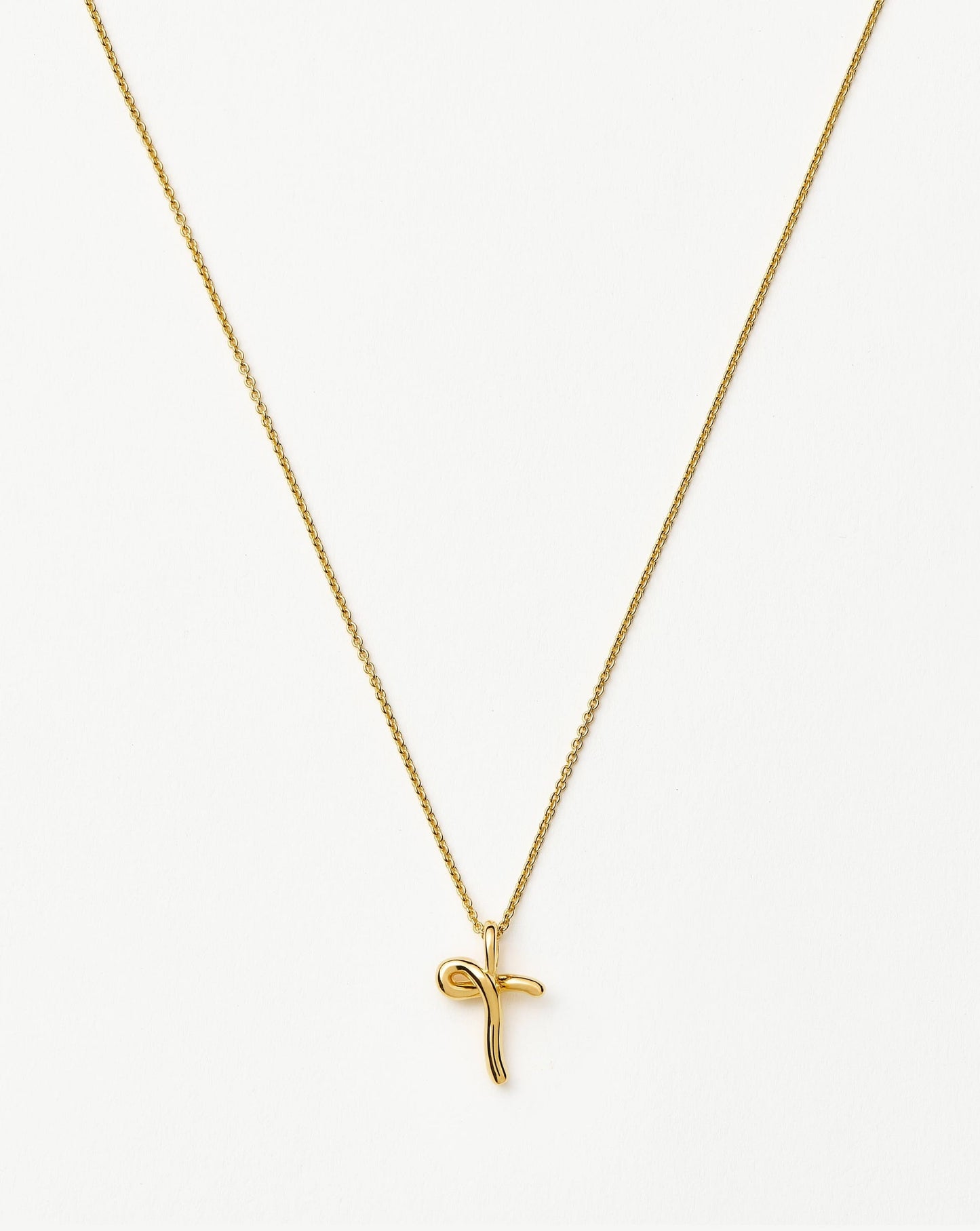 Curly Molten Mini Initial Necklace - T | 18k Gold Vermeil