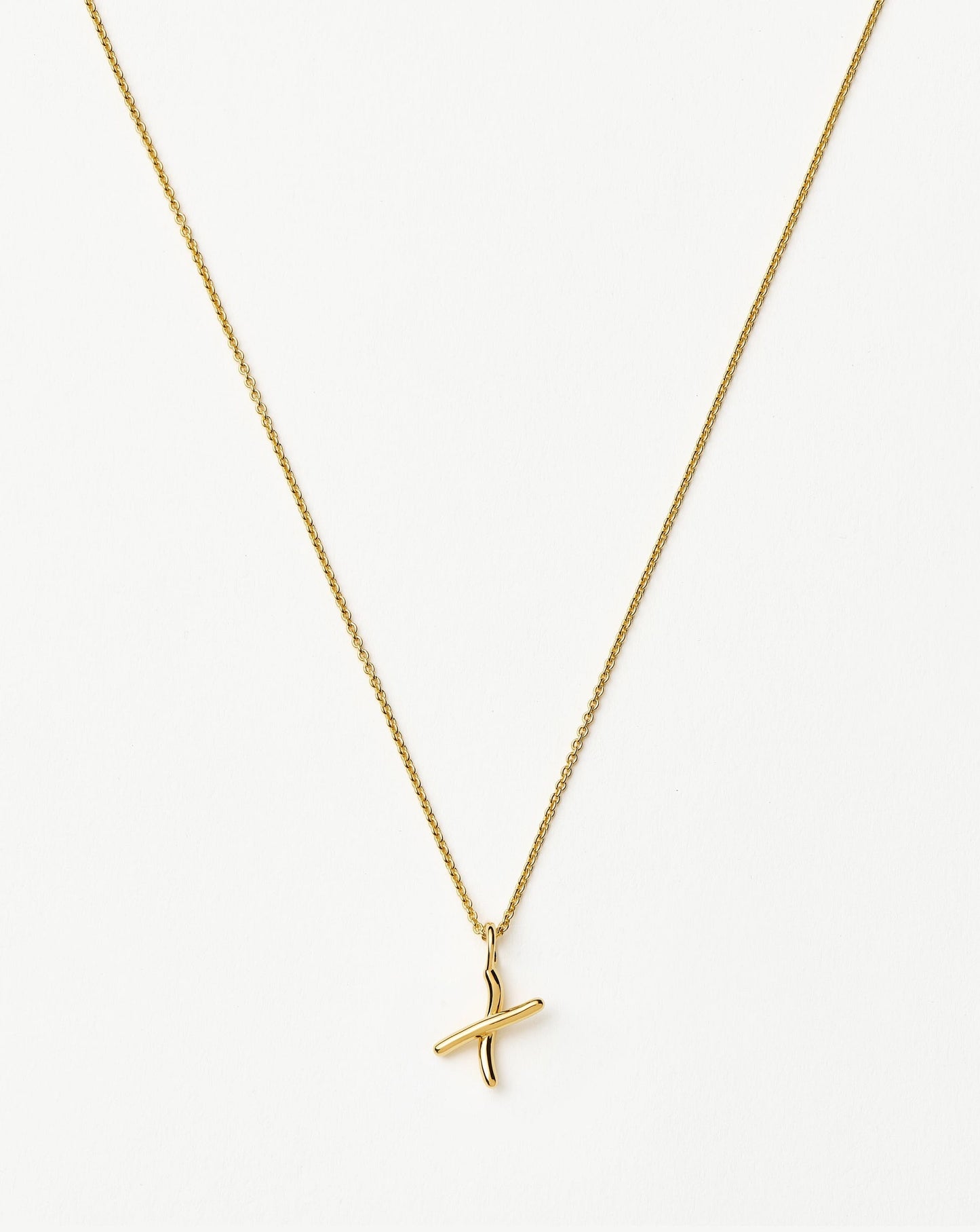 Curly Molten Mini Initial Necklace - X | 18k Gold Vermeil