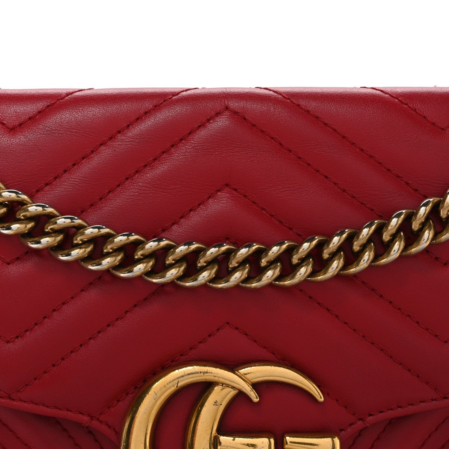 Calfskin Matelasse Small GG Marmont Shoulder Bag Hibiscus Red