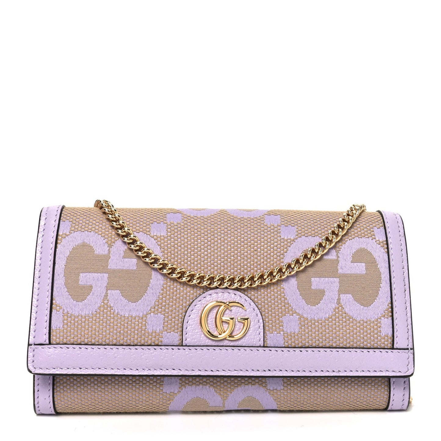 Monogram Jumbo GG Textured Dollar Calfskin Ophidia Continental Wallet On Chain Beige Lapis