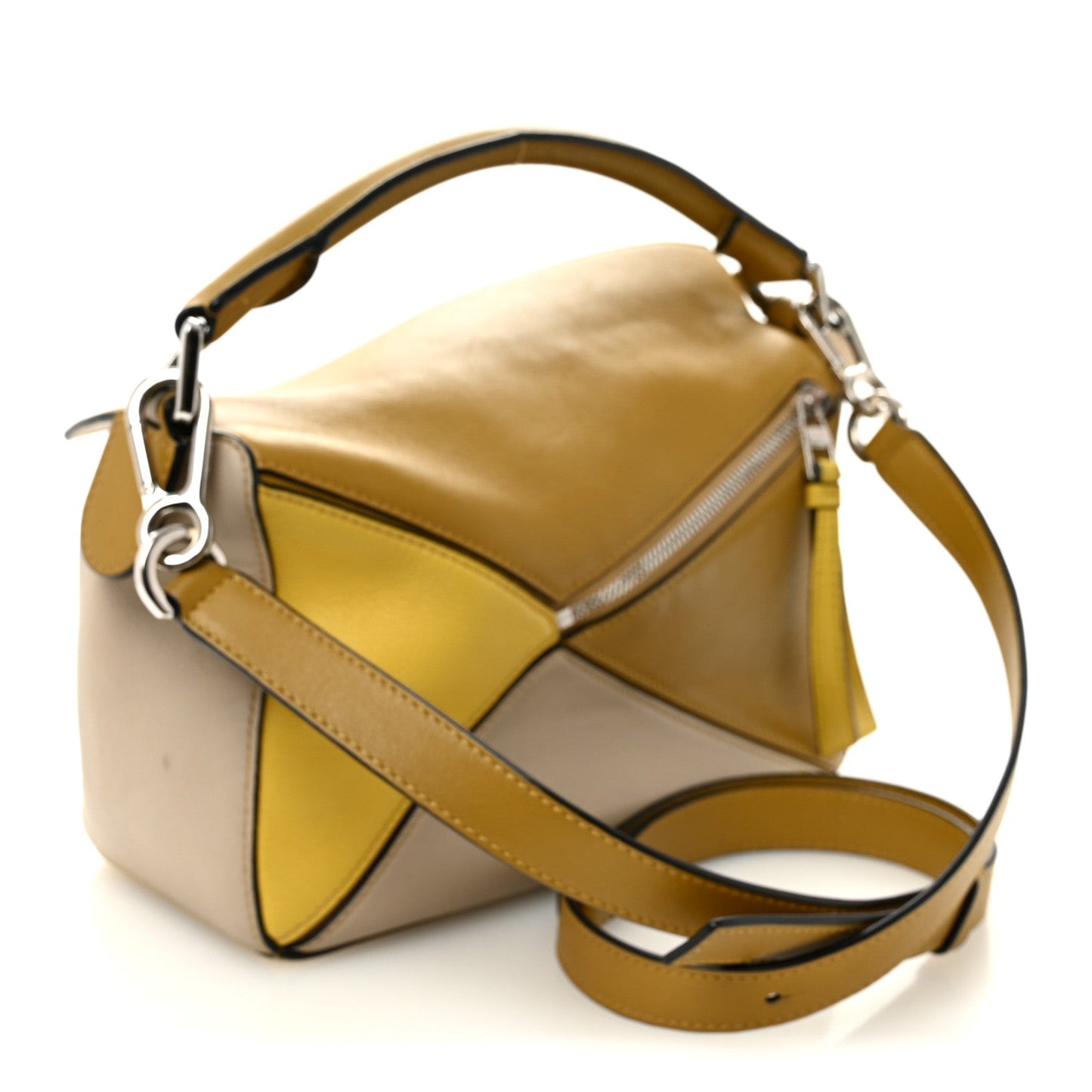 Grained Calfskin Small Puzzle Bag Ocre Yellow