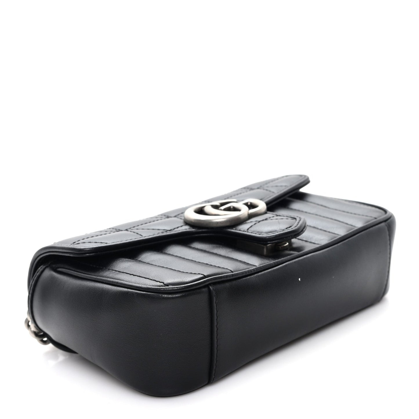 Calfskin Matelasse Aria Mini GG Marmont Shoulder Bag Black