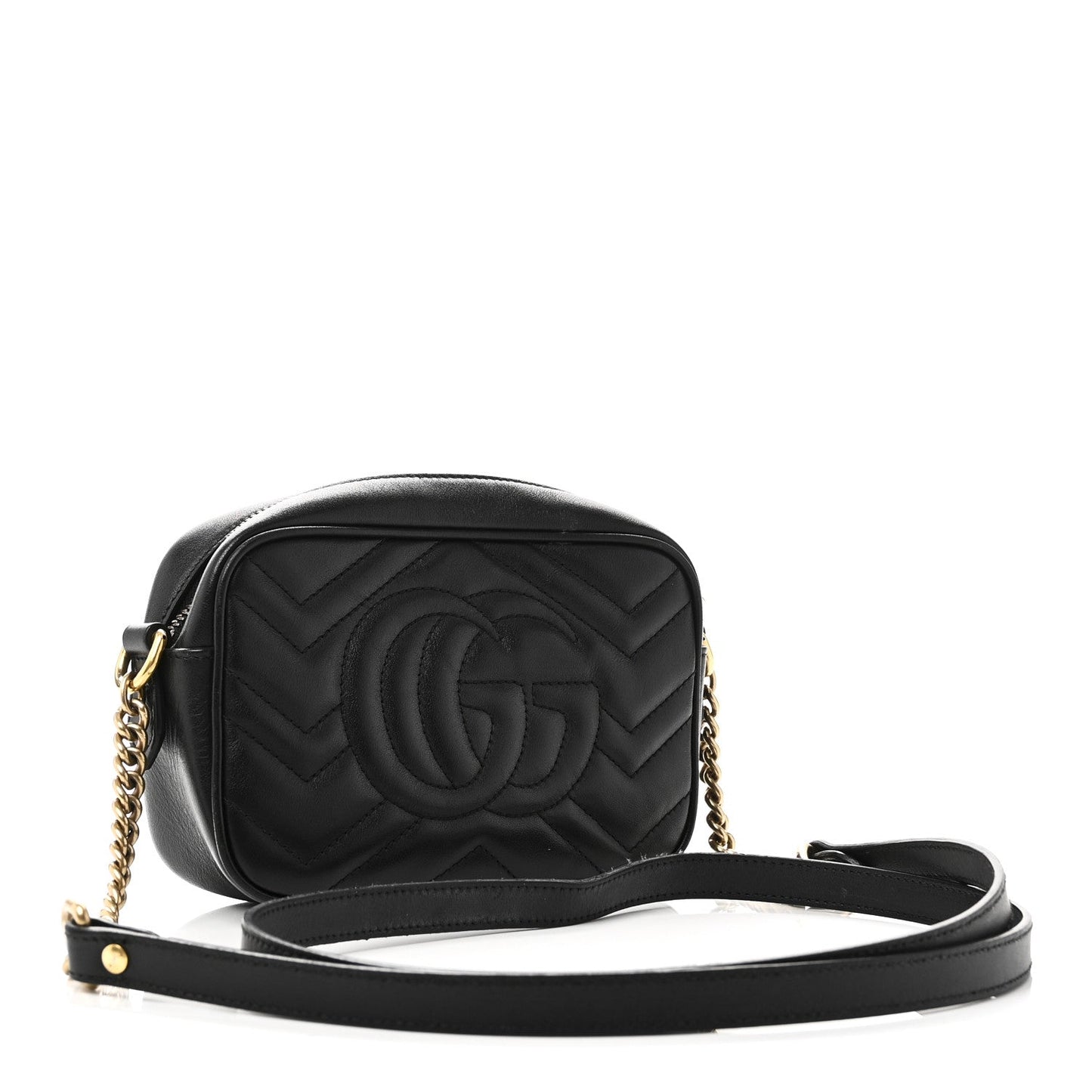 Calfskin Matelasse Mini GG Marmont Chain Shoulder Bag Black