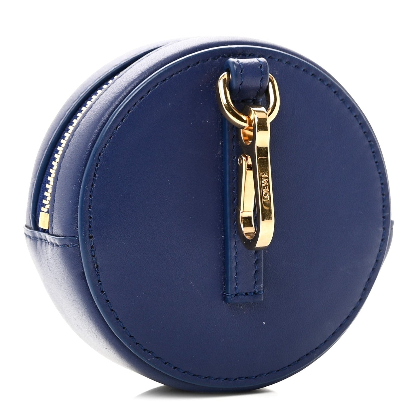 Calfskin Inflated Anagram Cookie Zip Coin Case Blue
