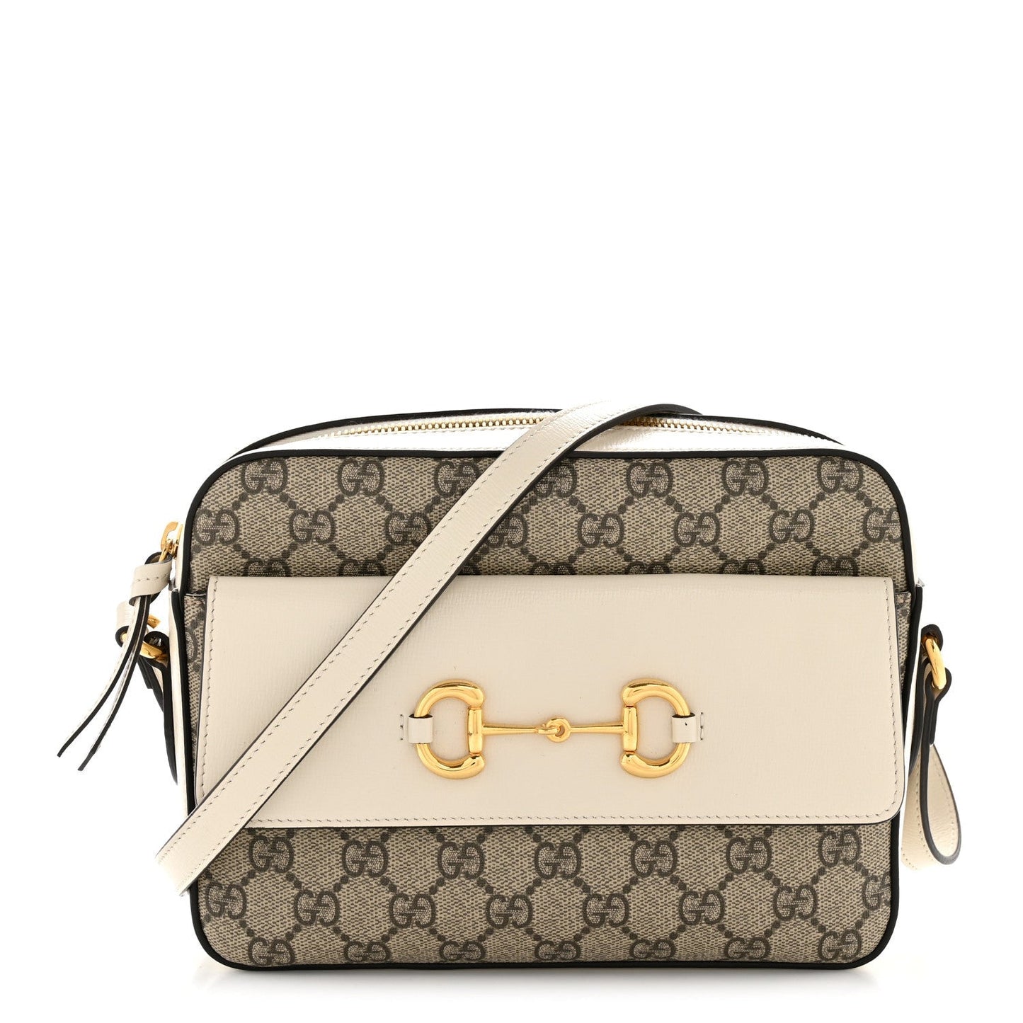GG Supreme Monogram Small Horsebit 1955 Shoulder Bag Beige Mystic White