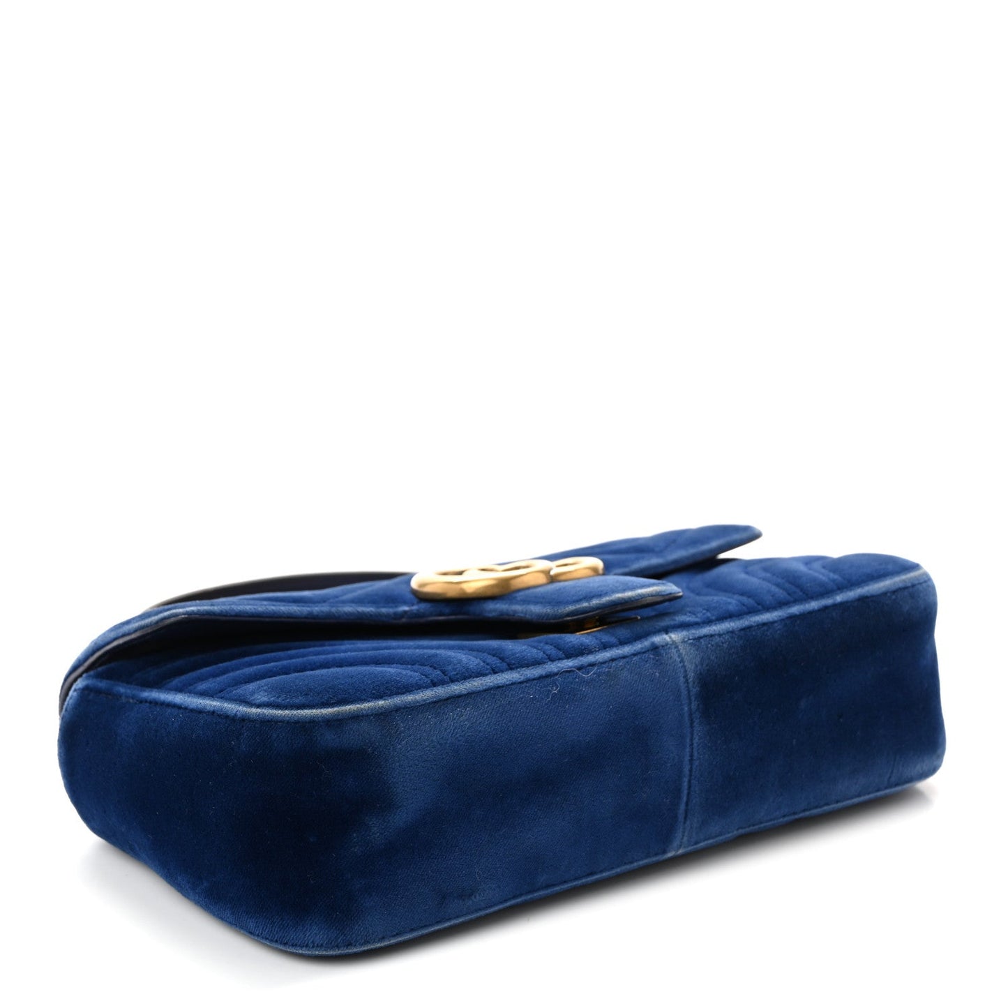 Velvet Matelasse Mini GG Marmont Shoulder Bag Cobalt Blue