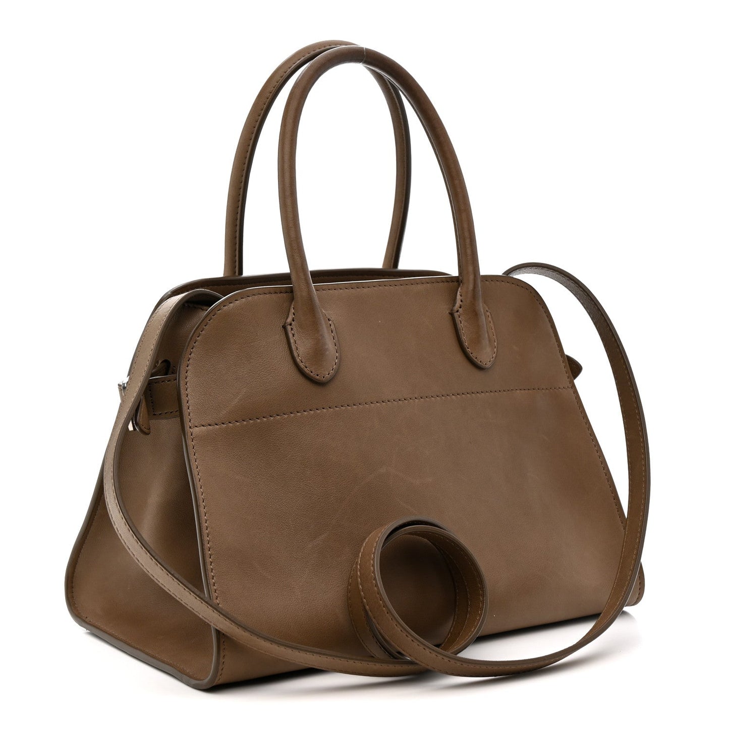 Polished Saddle Calfskin Soft Margaux 10 Bag Mouse Grey