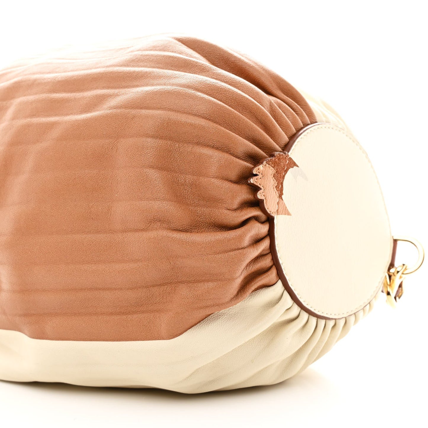 X HOWLS MOVING CASTLE Lambskin Pleated Heen Bracelet Pouch Shoulder Bag Rust