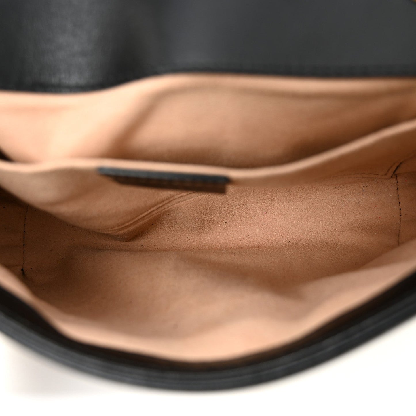 Calfskin Matelasse Small GG Marmont Shoulder Bag Black
