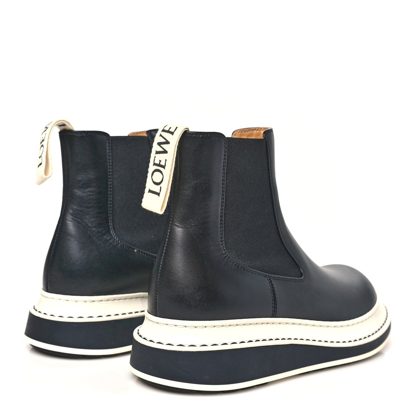 Calfskin Logo Chelsea Mens Boots 38 Black