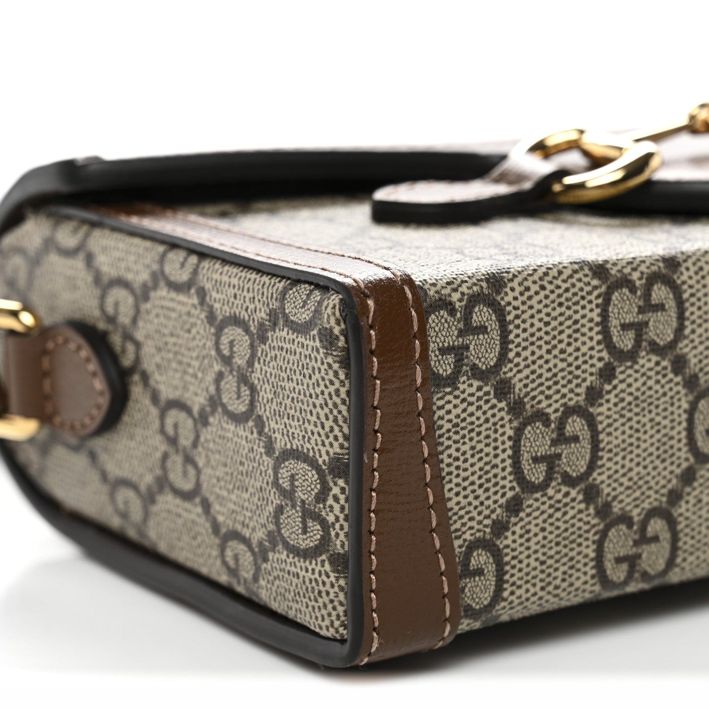 GG Supreme Monogram Mini Horsebit 1955 Shoulder Bag Beige Brown Sugar