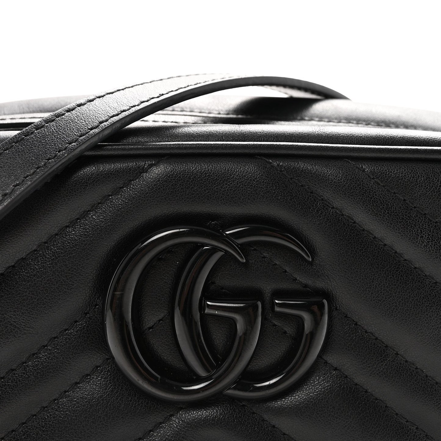 Calfskin Matelasse Monochrome Small GG Marmont Chain Shoulder Bag Black