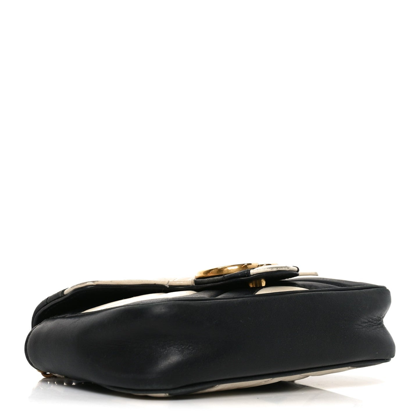Calfskin Matelasse Super Mini GG Marmont Shoulder Bag Black White