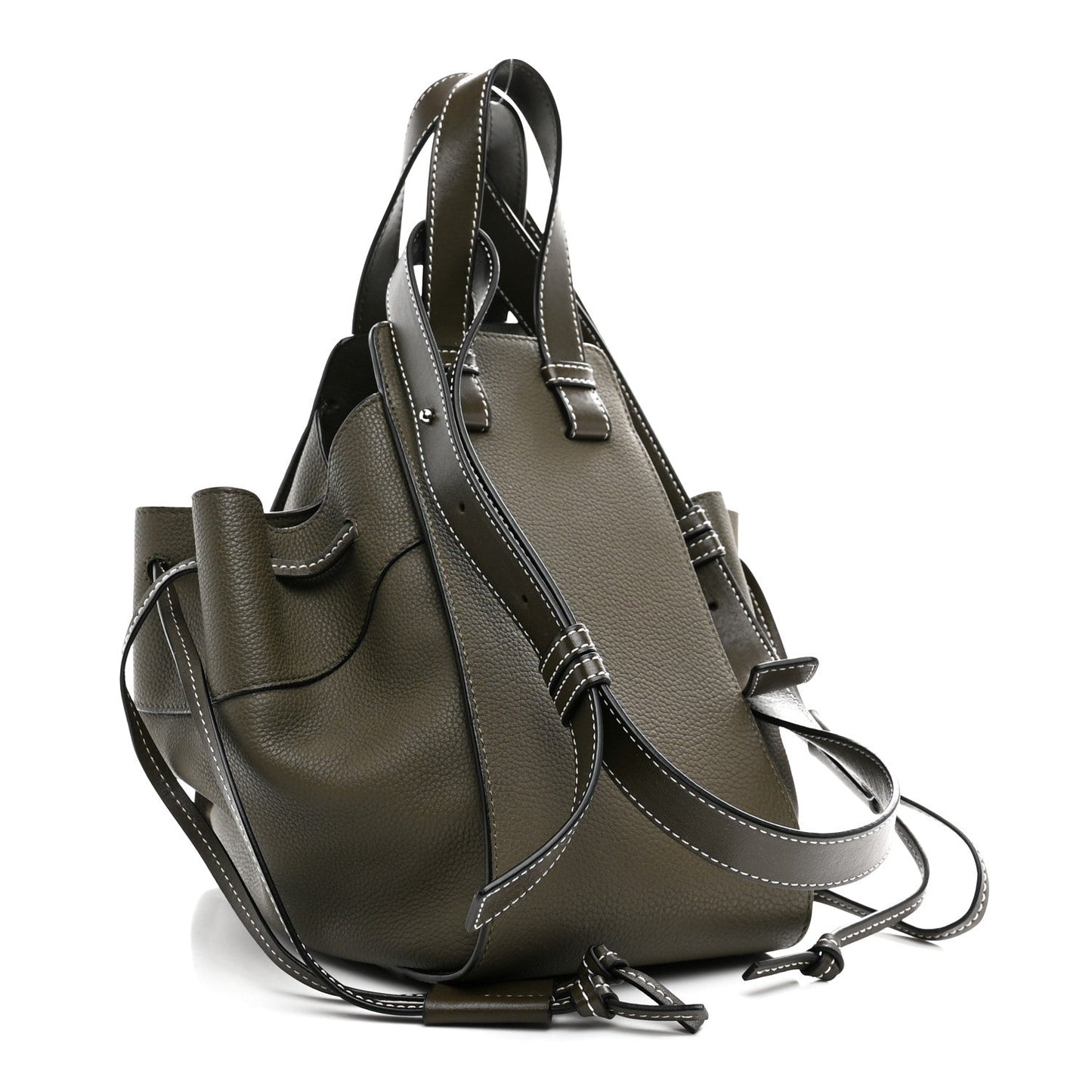 Soft Grained Calfskin Compact Hammock Shoulder Bag Khaki Green