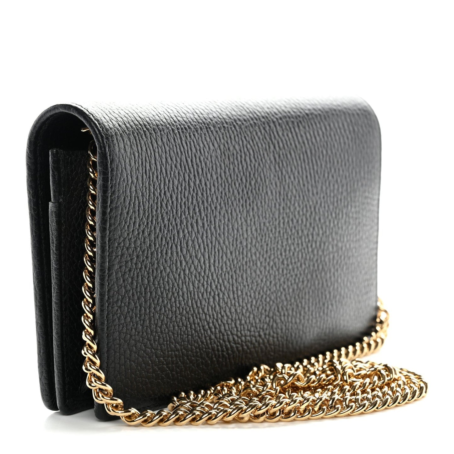 Calfskin Mini GG Marmont Chain Wallet Black