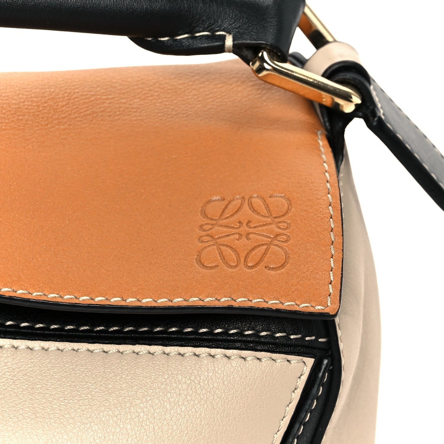 Calfskin Small Puzzle Bag Amber Light Oat Black