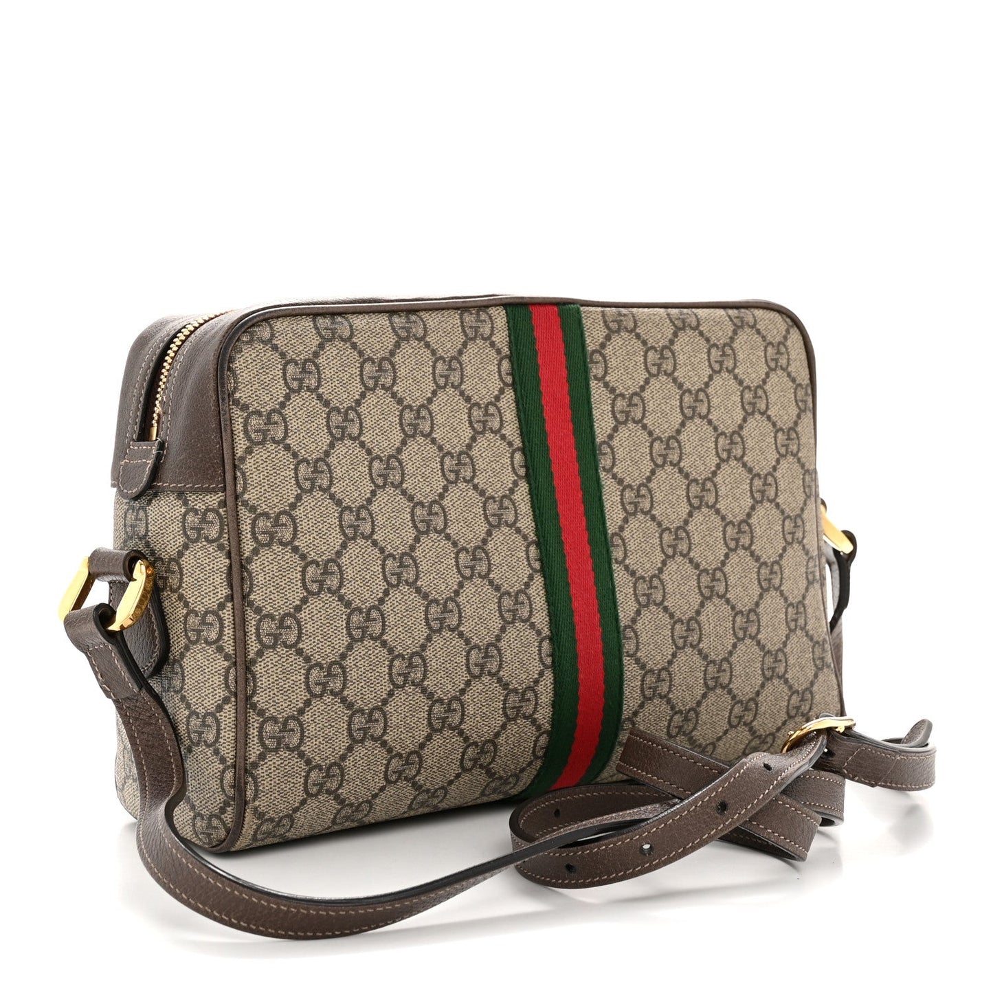 GG Supreme Monogram Web Small Ophidia Shoulder Bag Brown
