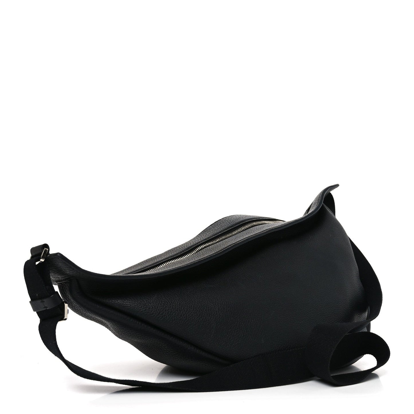 Grained Calfskin Large Slouchy Banana Bag Black