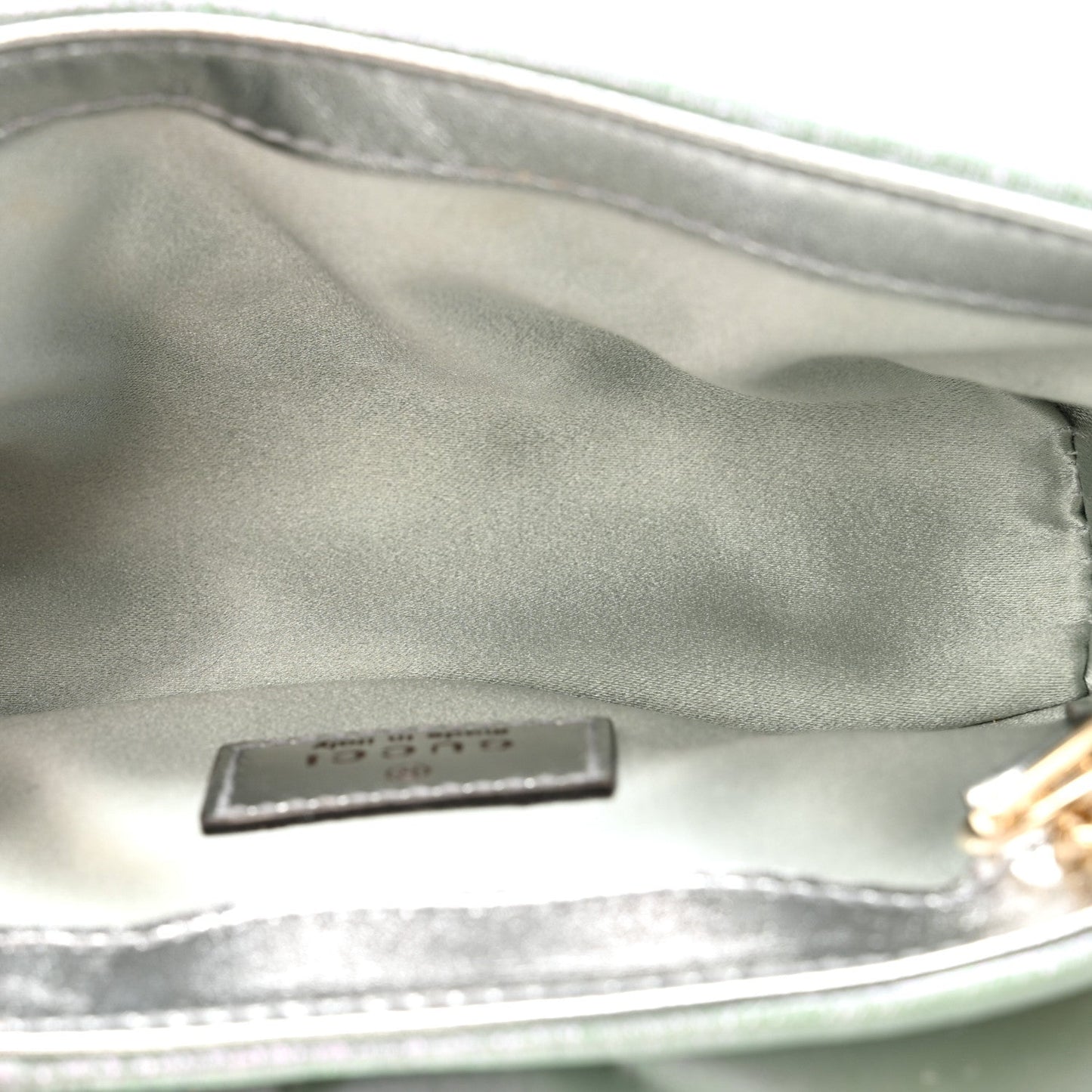 Iridescent Nappa Chevron Matelasse Super Mini GG Marmont Shoulder Bag Green Iridescent